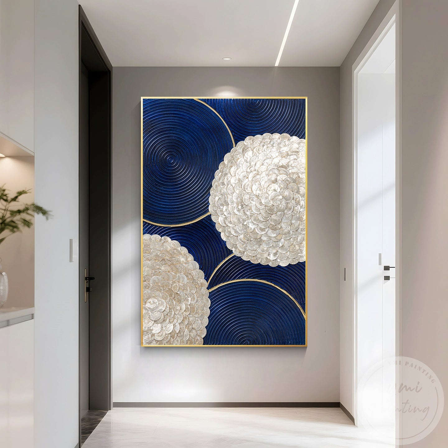 Modern luxury abstract canvas with circular patterns