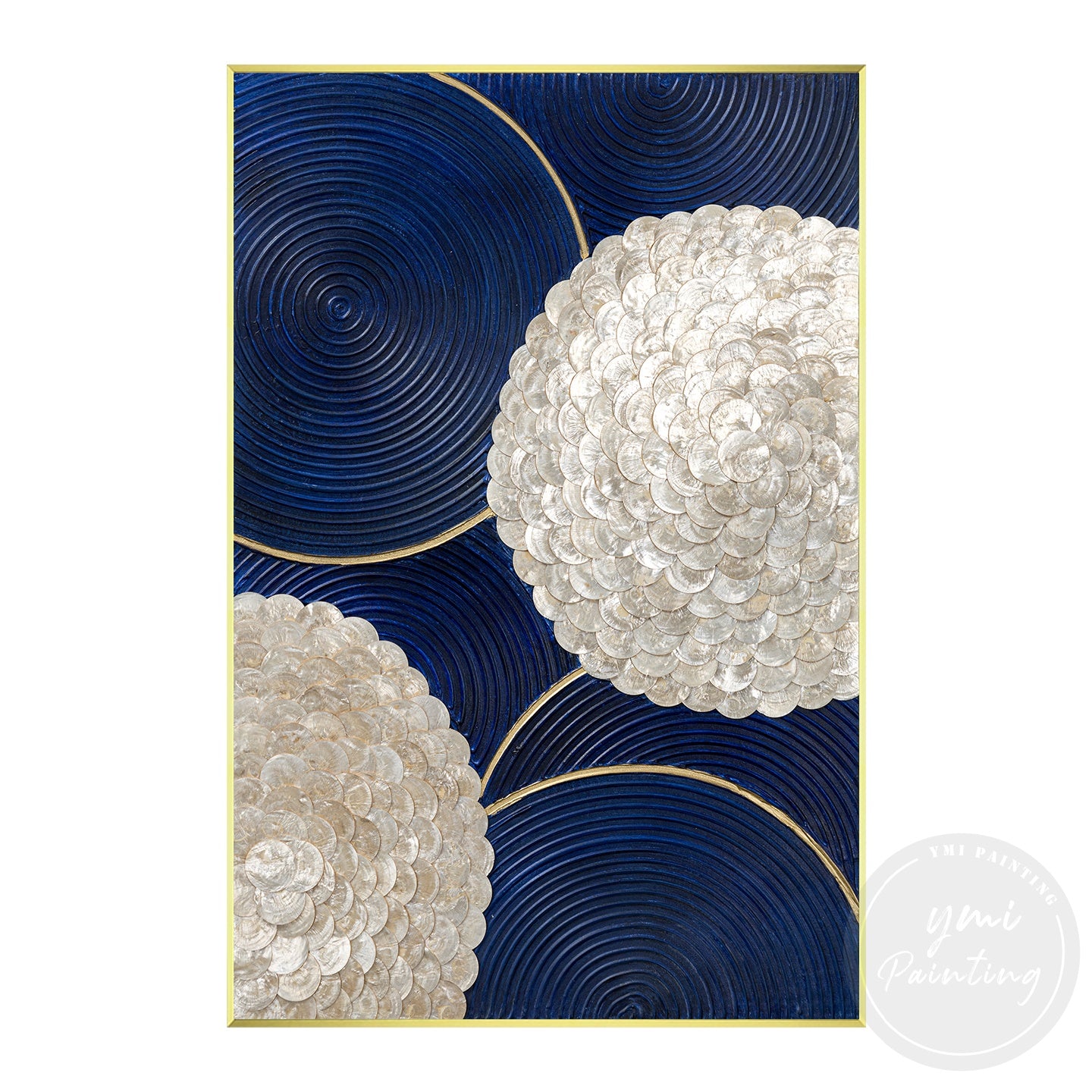 Gold accented abstract geometric canvas artwork