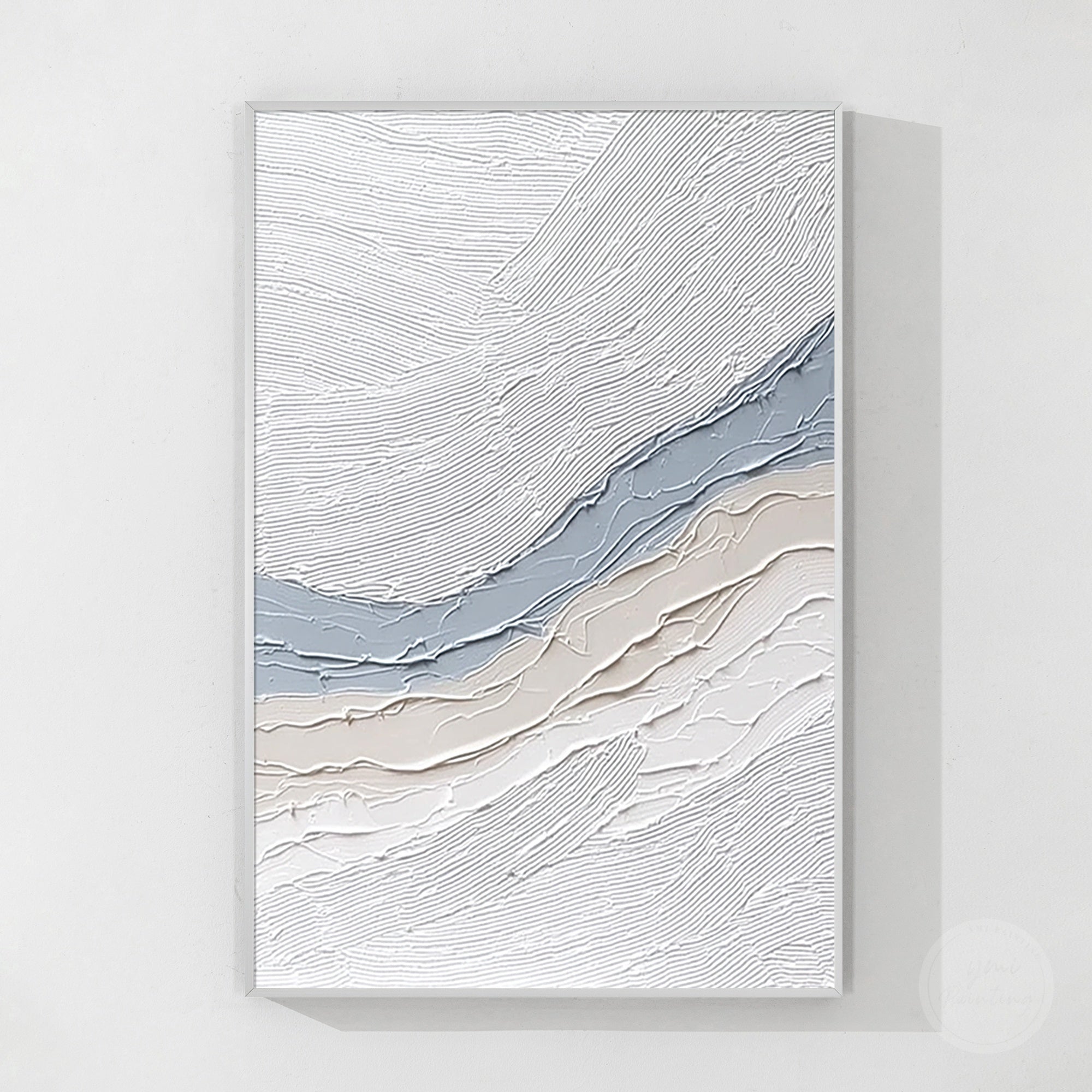 Modern white and grey sculptural abstract wall artwork