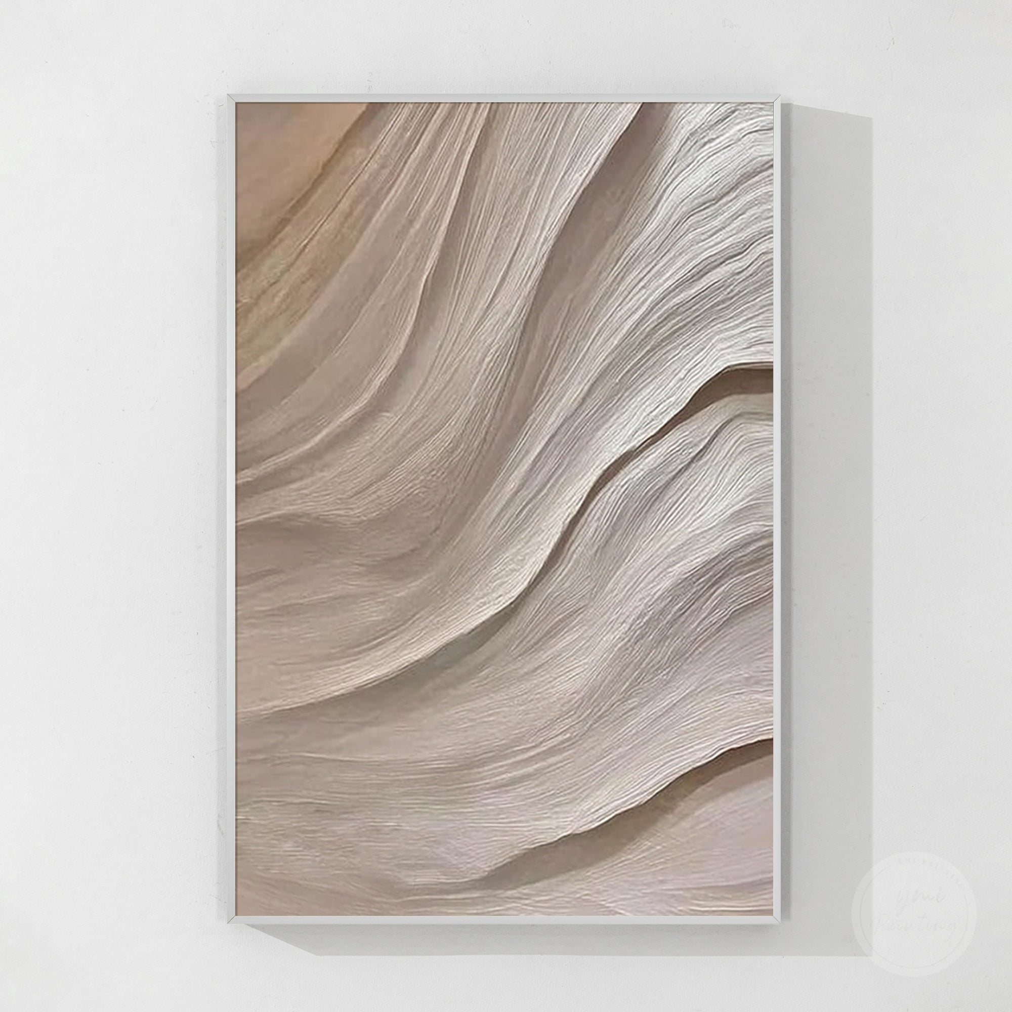 Ivory beige textured canvas with flowing organic forms