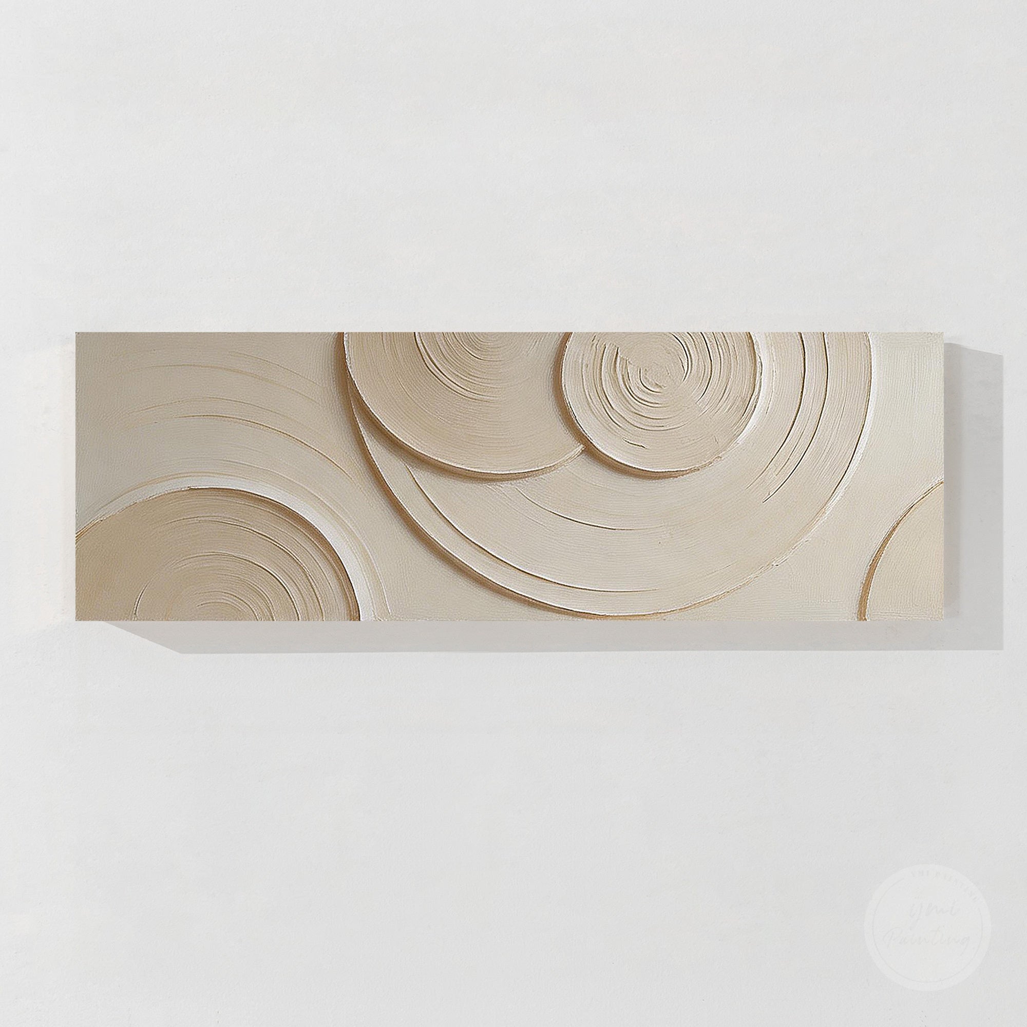 Modern sculptural abstract artwork in beige tones
