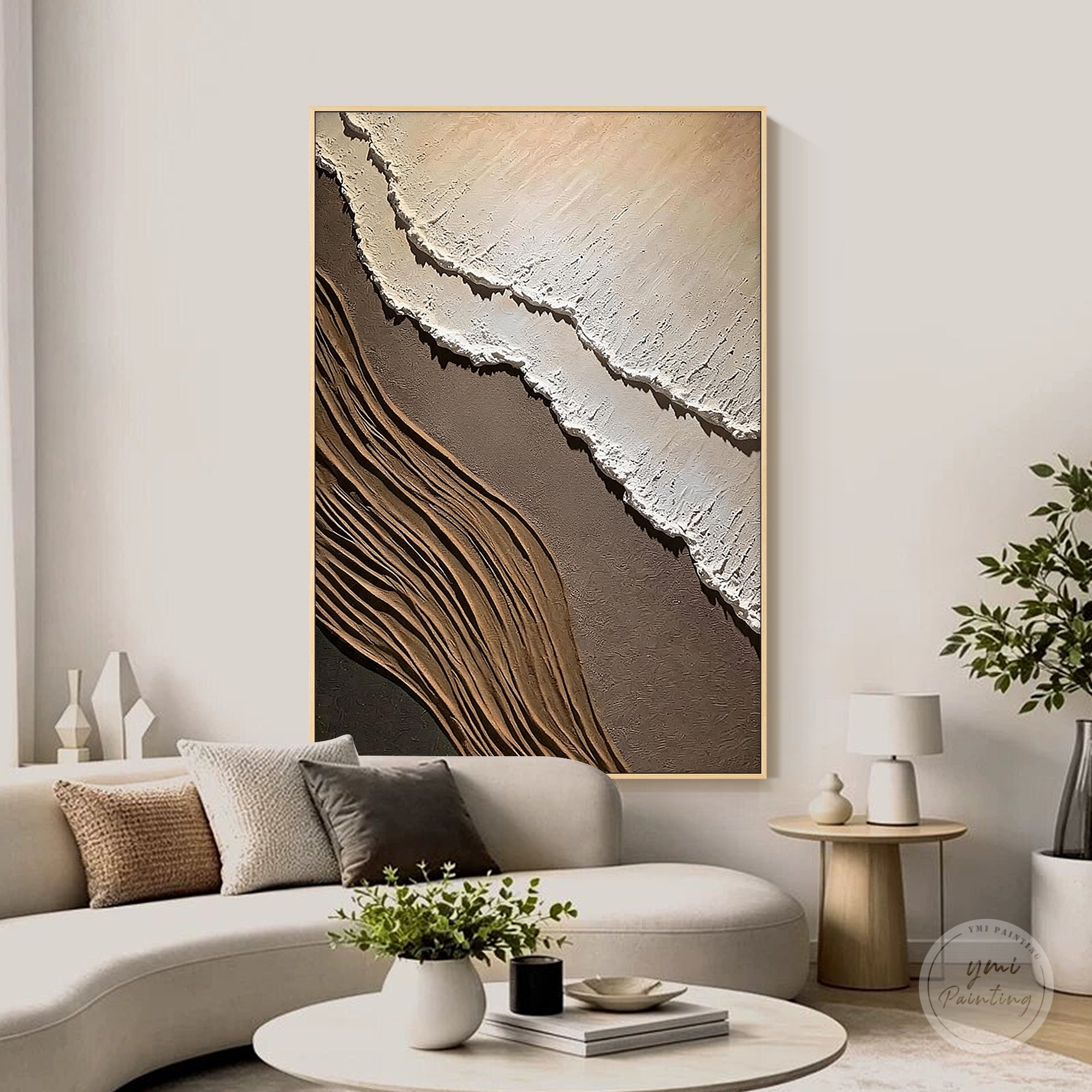 Soft neutral earthy abstract art composition