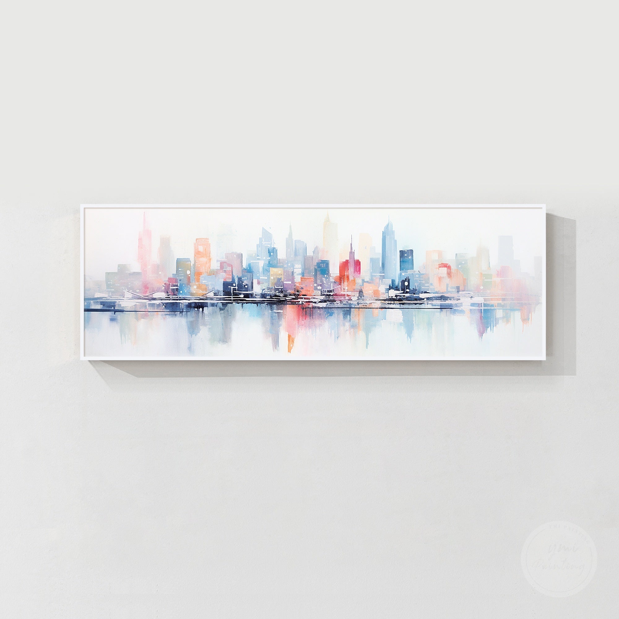 Hand painted abstract city skyline wall art