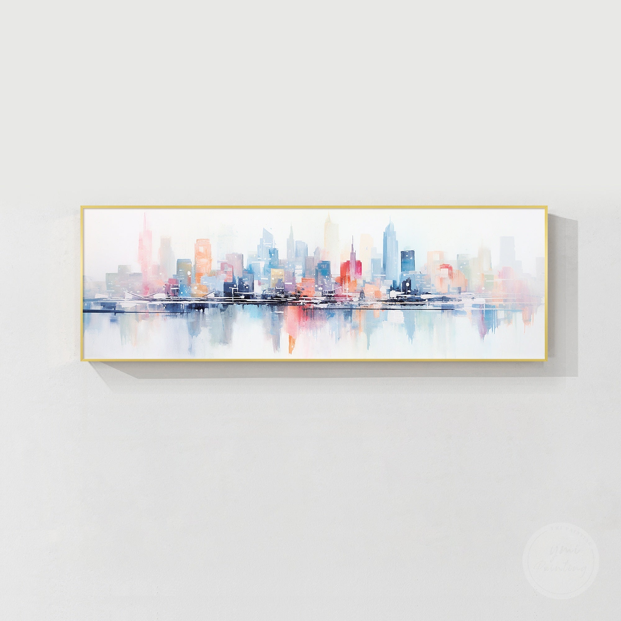 Abstract city skyline acrylic painting