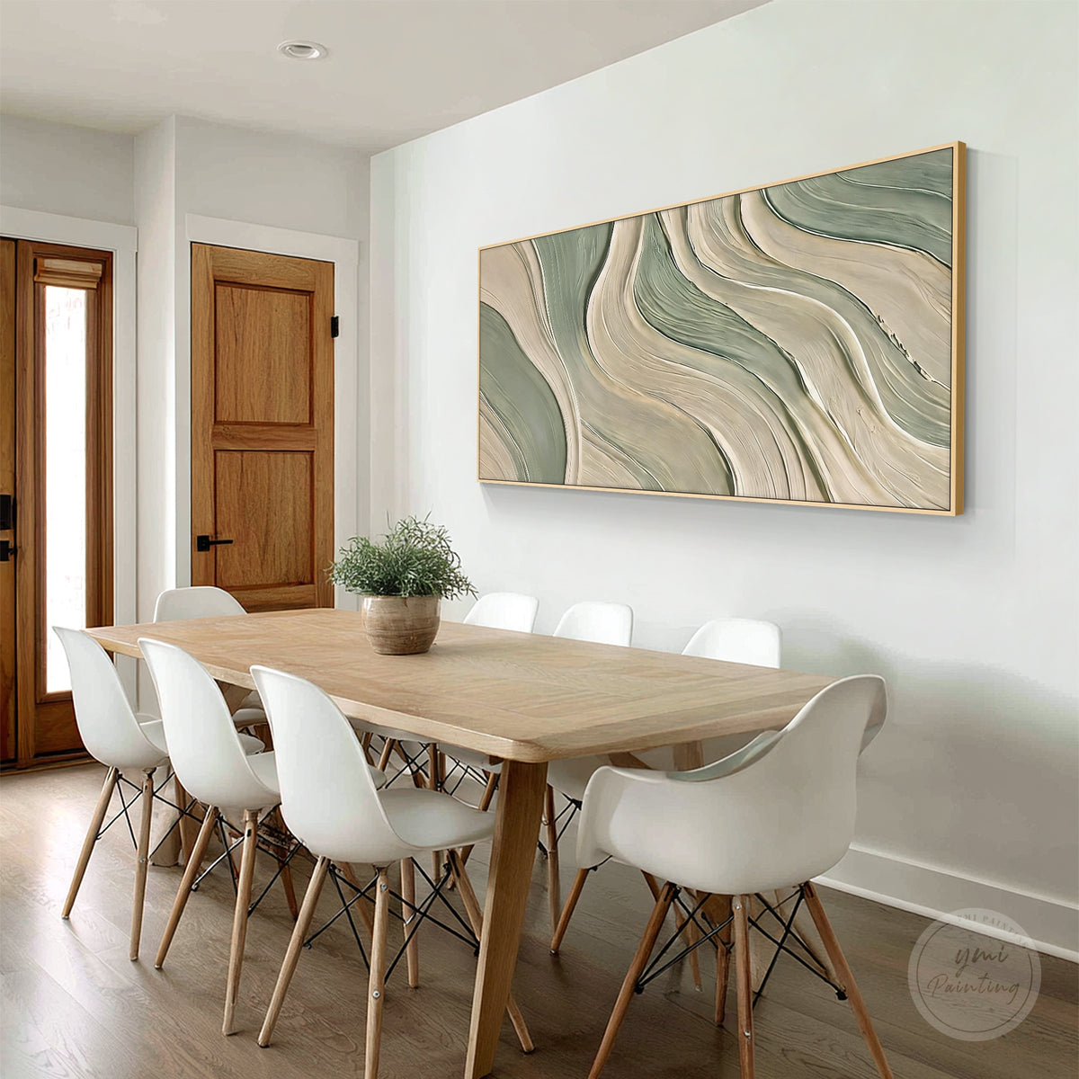 Minimalist organic wavy line abstract painting