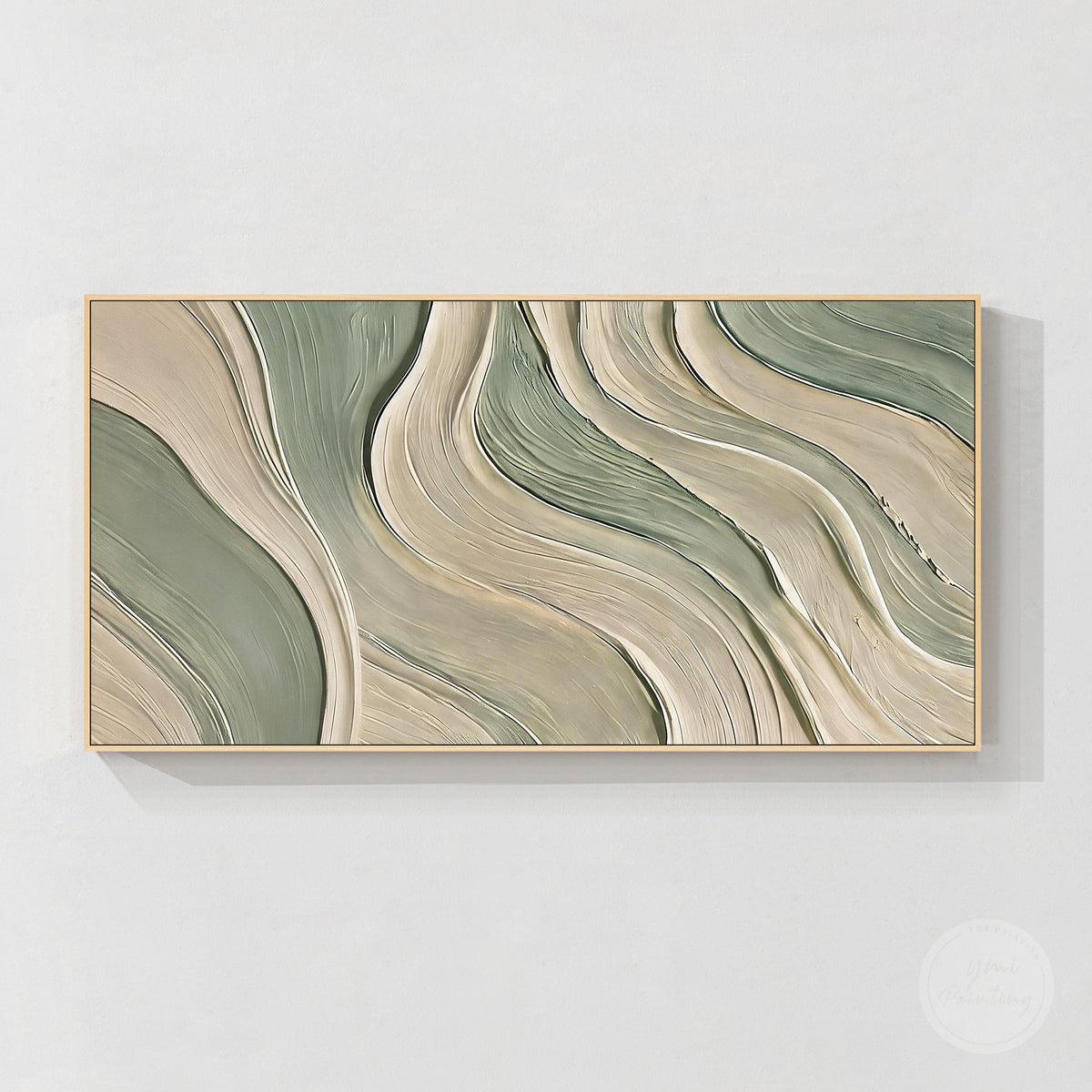 Sage green beige abstract textured wall art