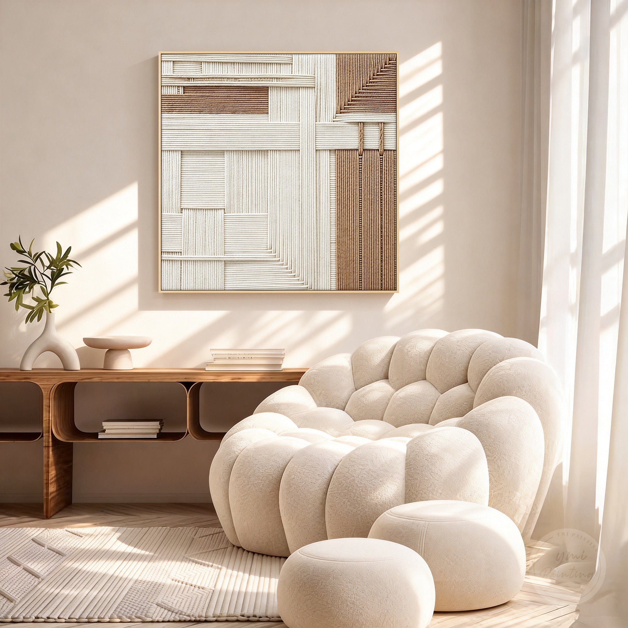 Luxury neutral woven wall decor artwork