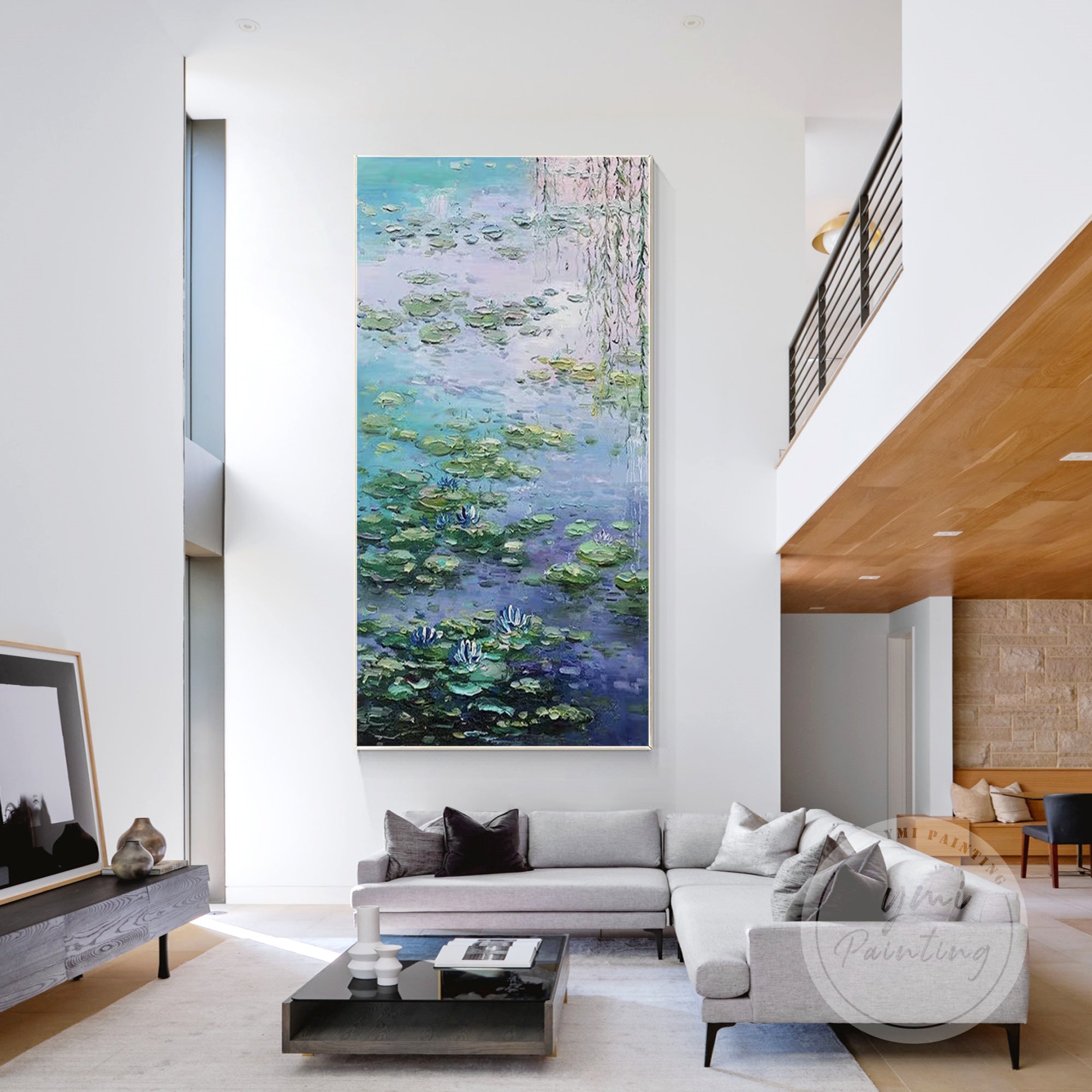 Claude Monet canvas art with tranquil water lilies and dreamy reflections.