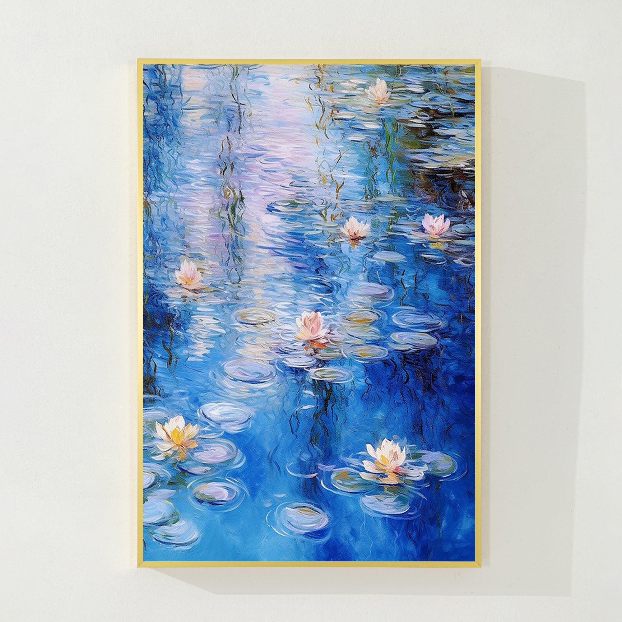 Decorative canvas with blooming lotus flowers.