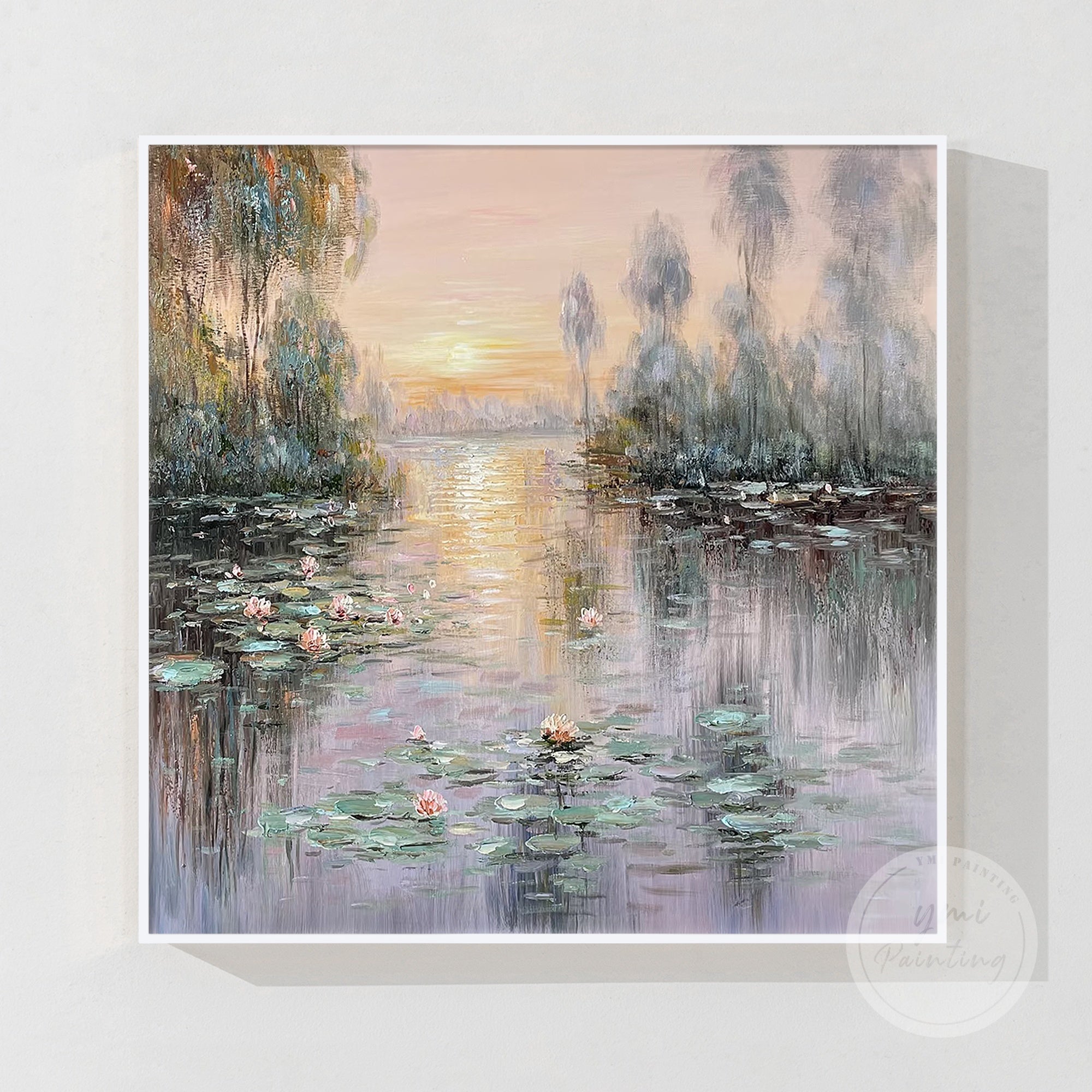 Calming and tranquil Monet floral art with water lilies, a statement piece for any room.