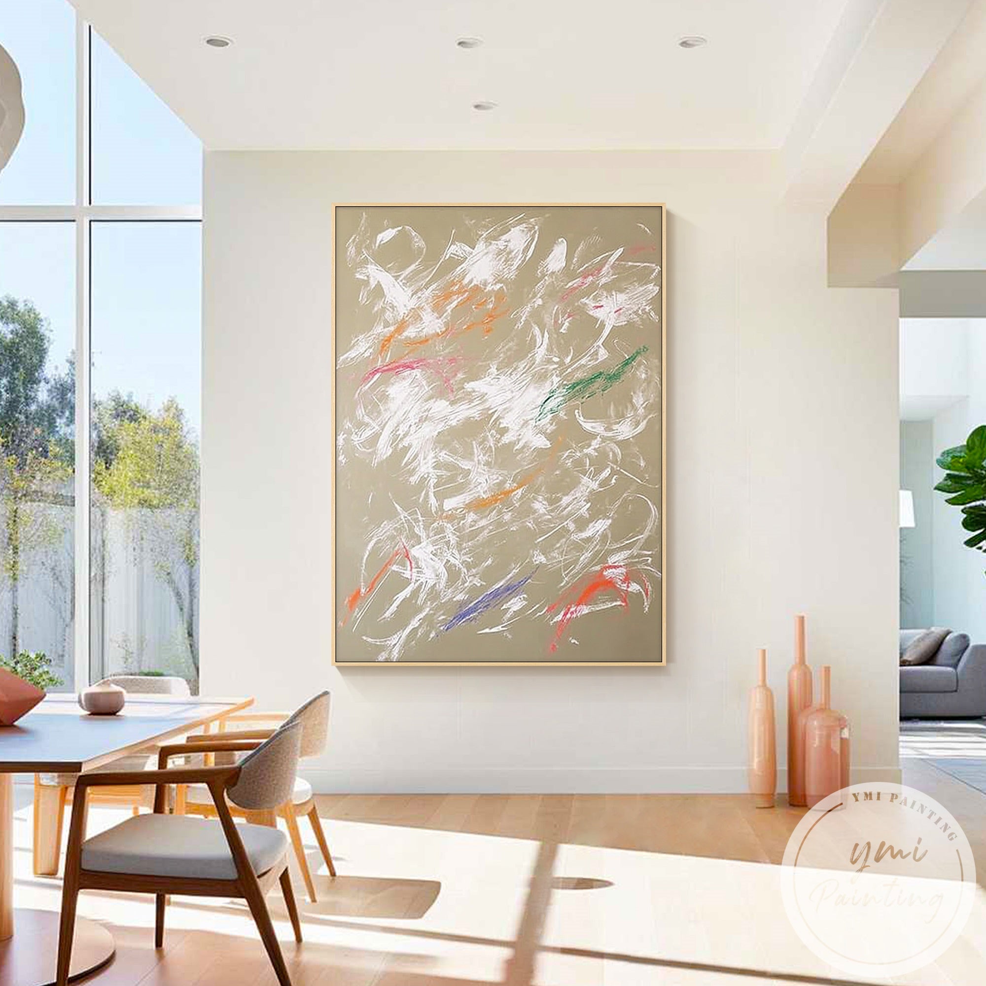 Large neutral abstract wall decor for modern interiors