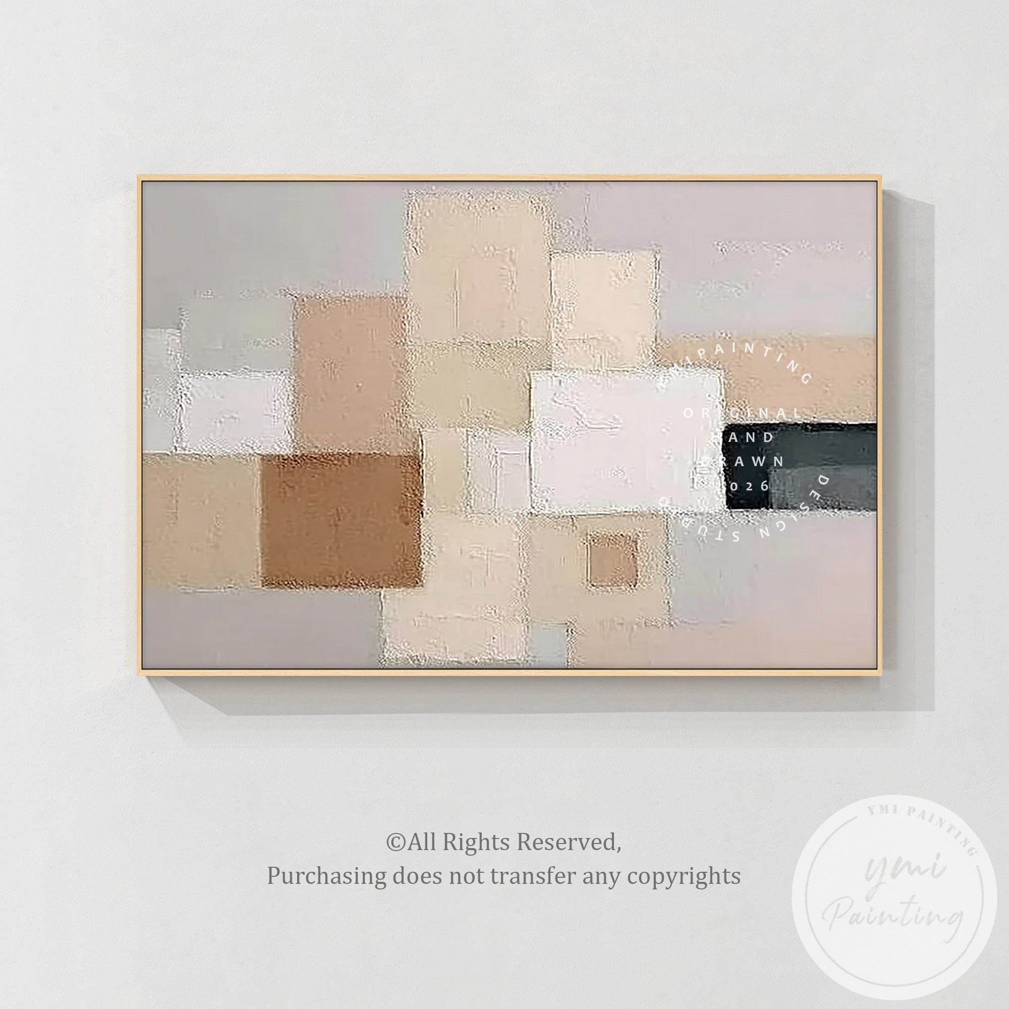 Large horizontal abstract canvas art for modern apartment wall decor