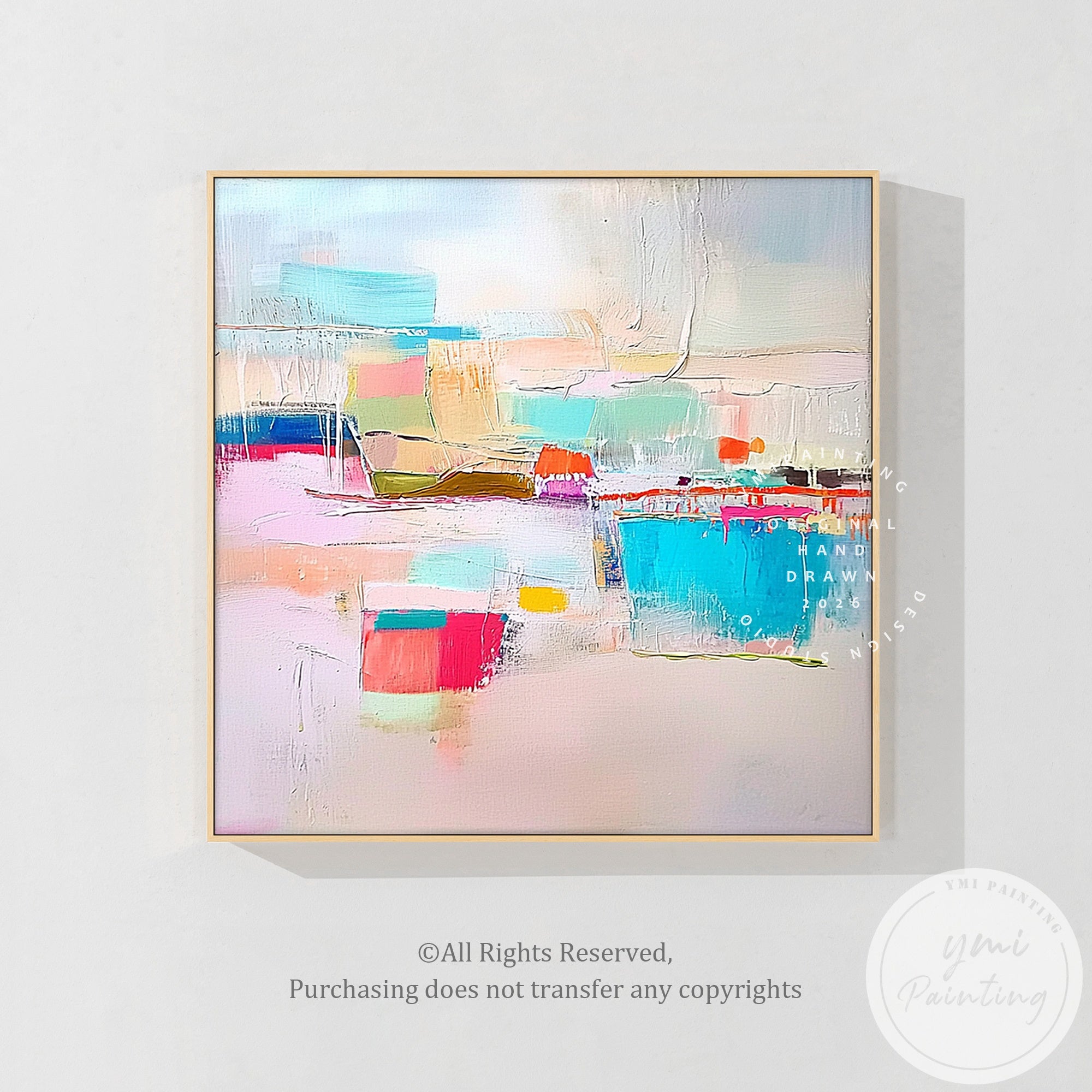Beige textured canvas painting displayed in modern dining room