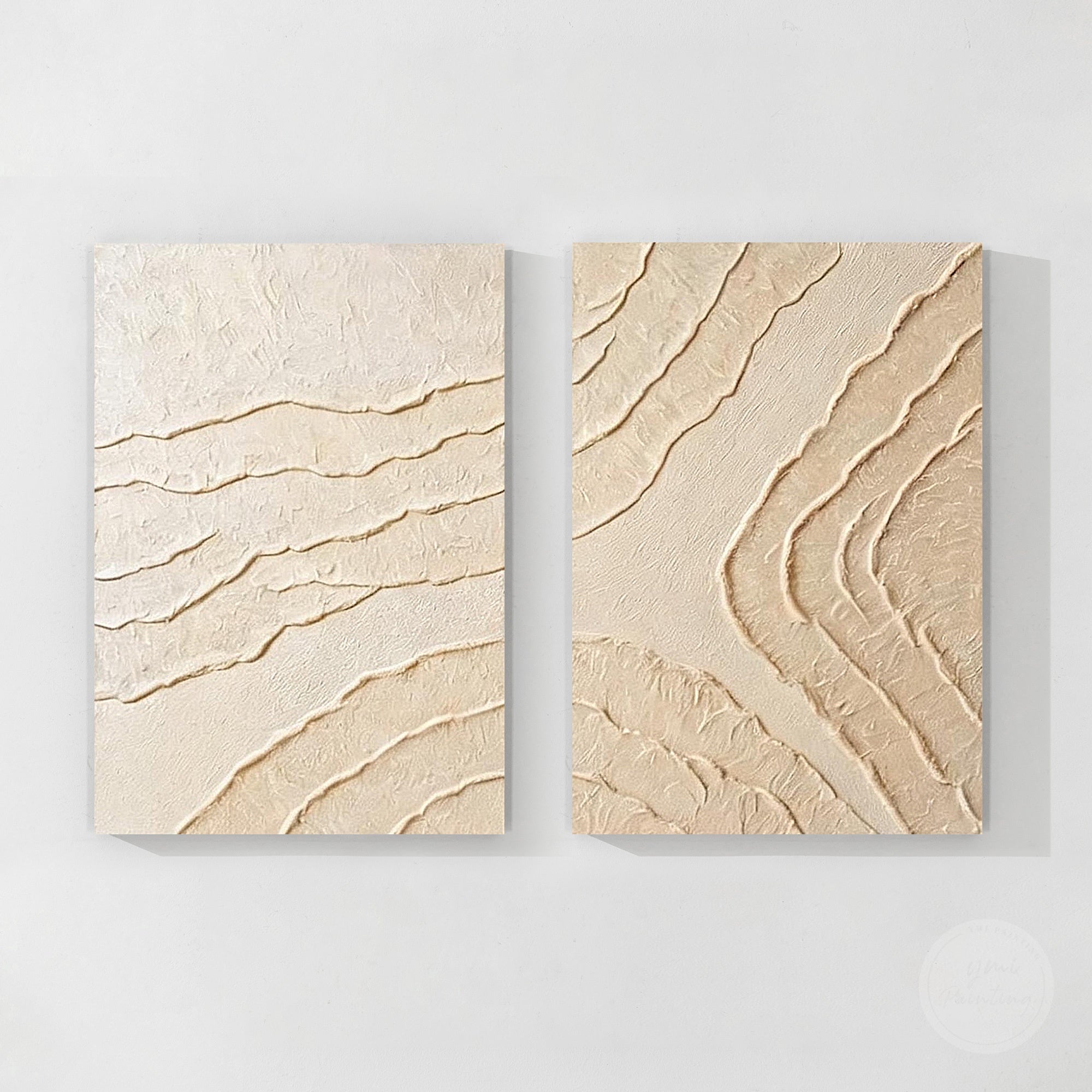 Neutral tone abstract wall painting with raised acrylic texture