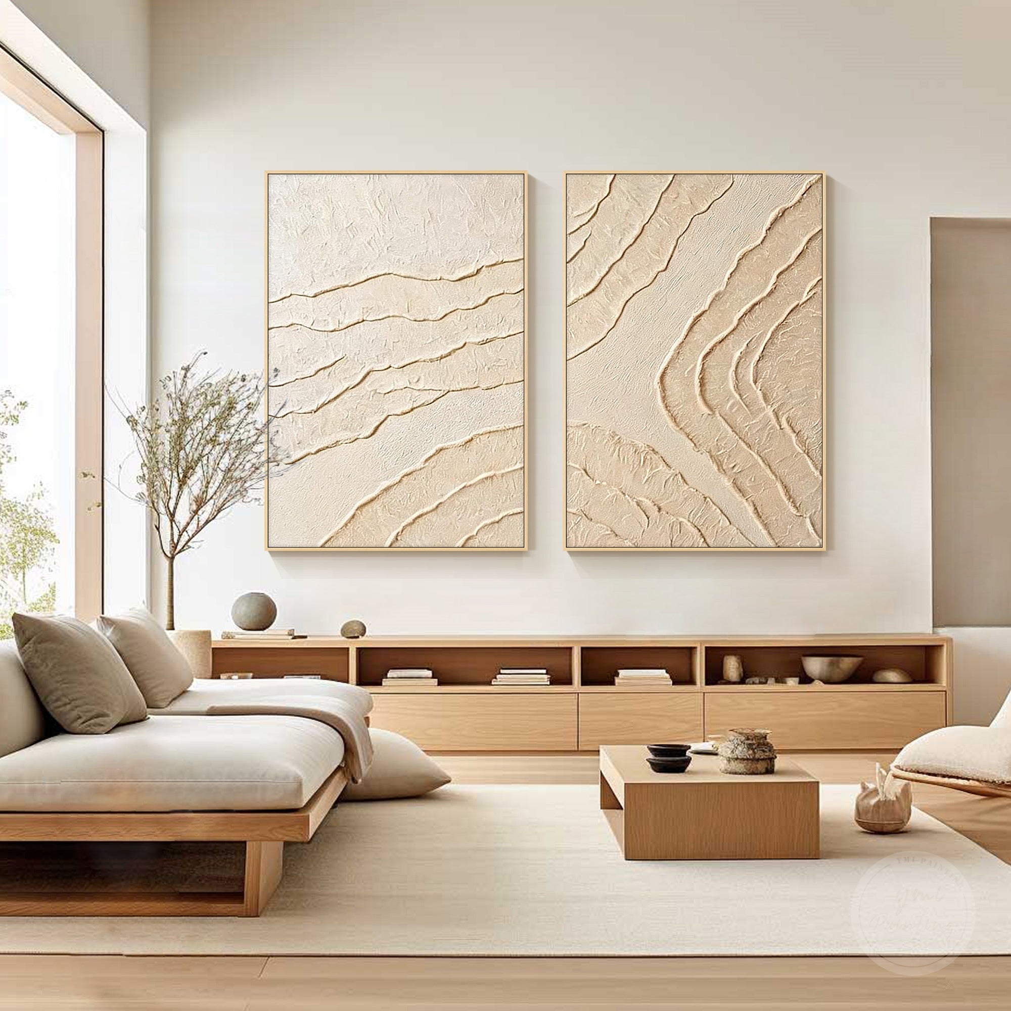 Modern organic abstract painting for neutral home decor