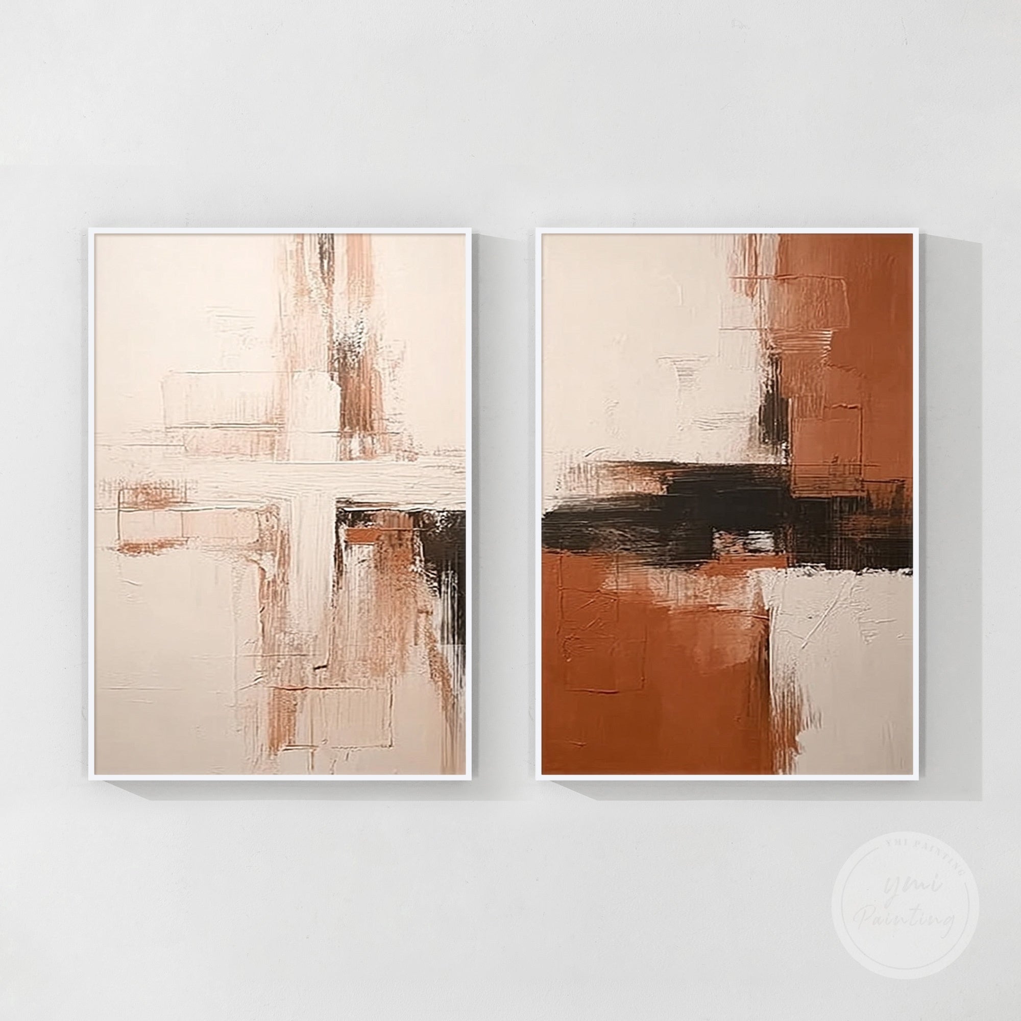 Hand-painted neutral abstract art set, perfect for statement walls.