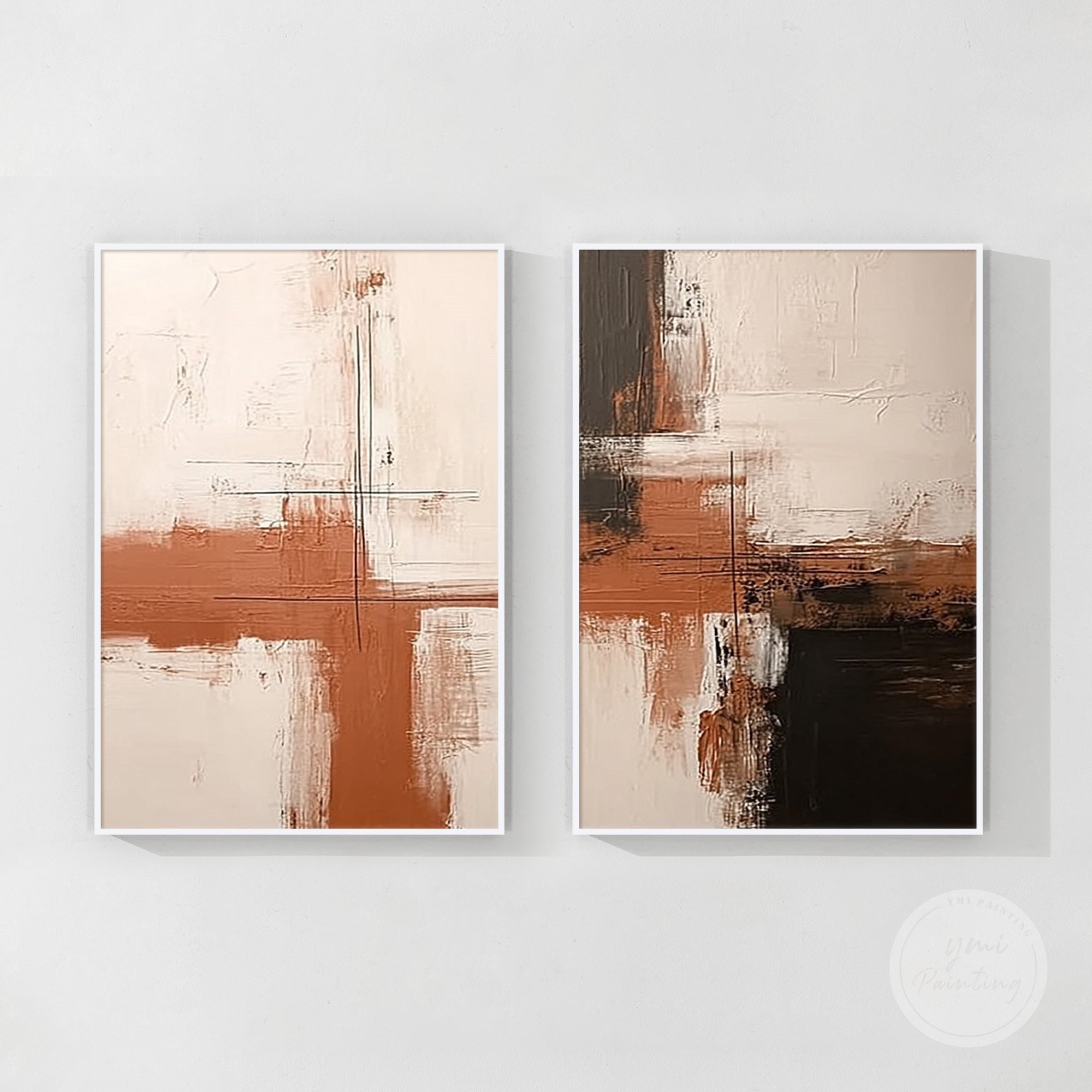 Neutral tone abstract wall decor, adding warmth and visual harmony.
