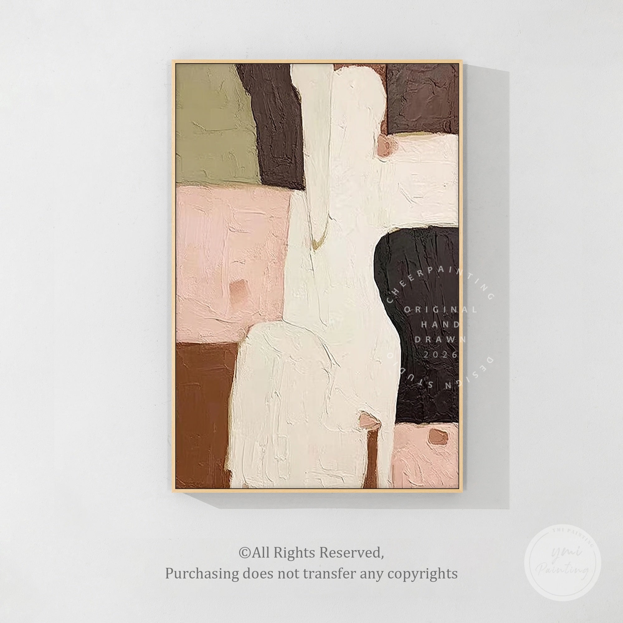 Contemporary abstract woman painting with soft tones