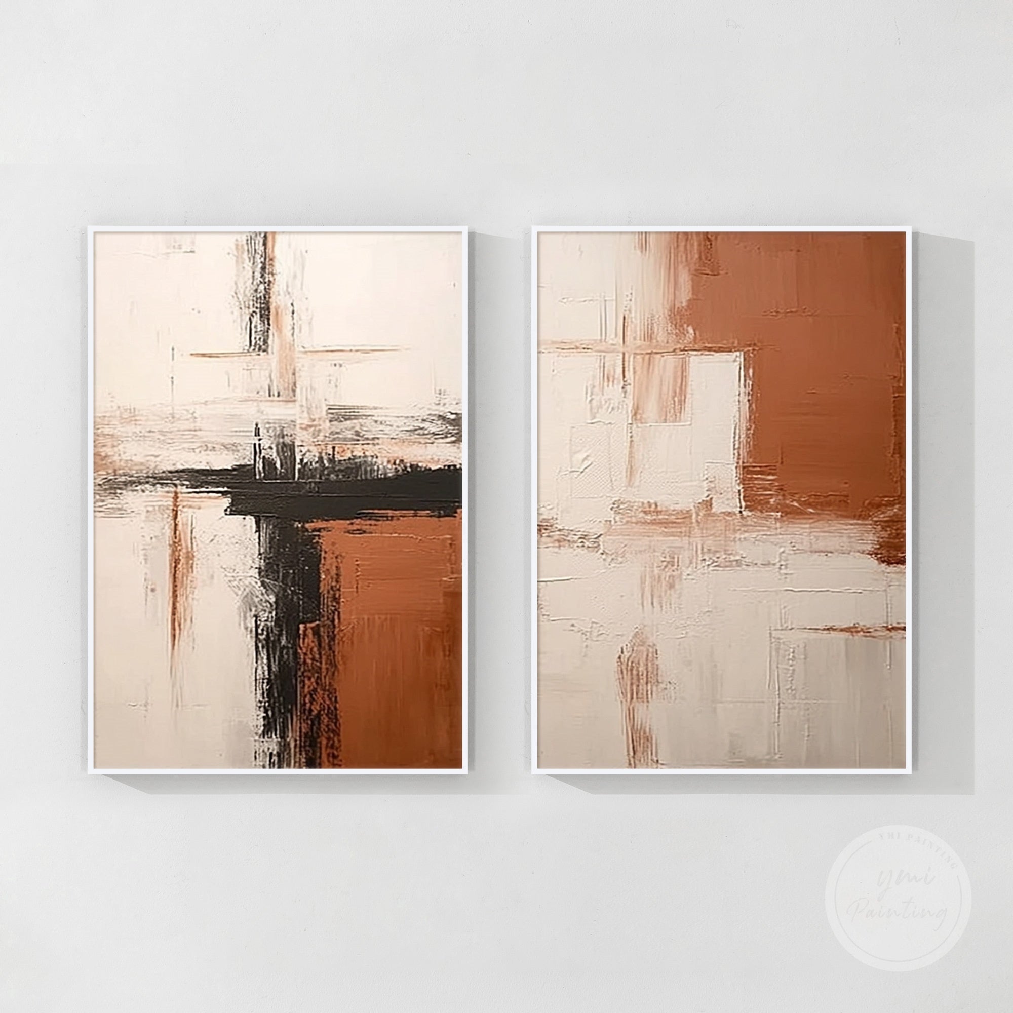 Neutral tone abstract wall decor, adding warmth and visual harmony.