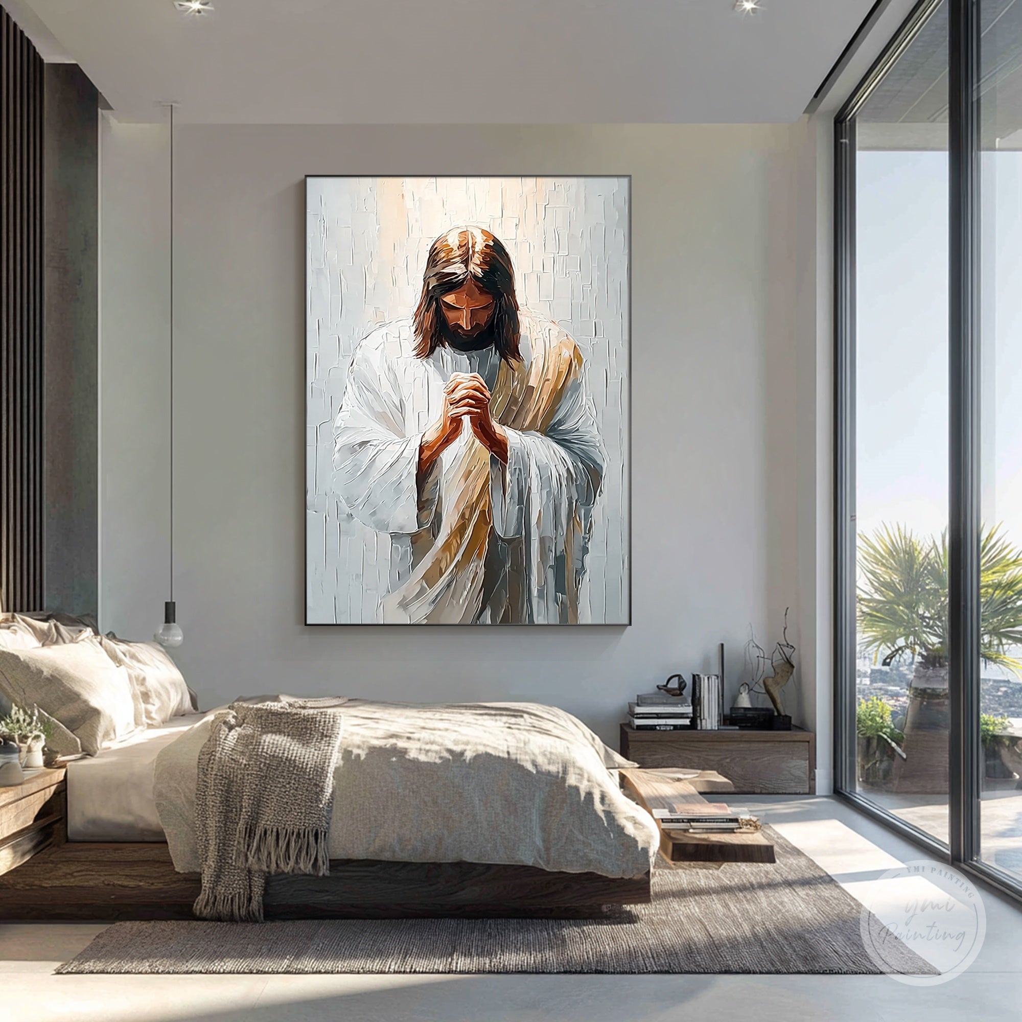 イエスが祈る壁アート テクスチャード キリスト教キャンバス装飾