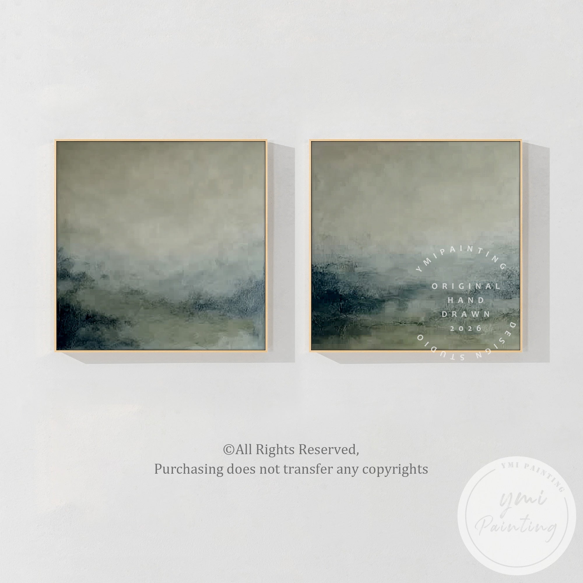 Hand painted textured abstract canvas set