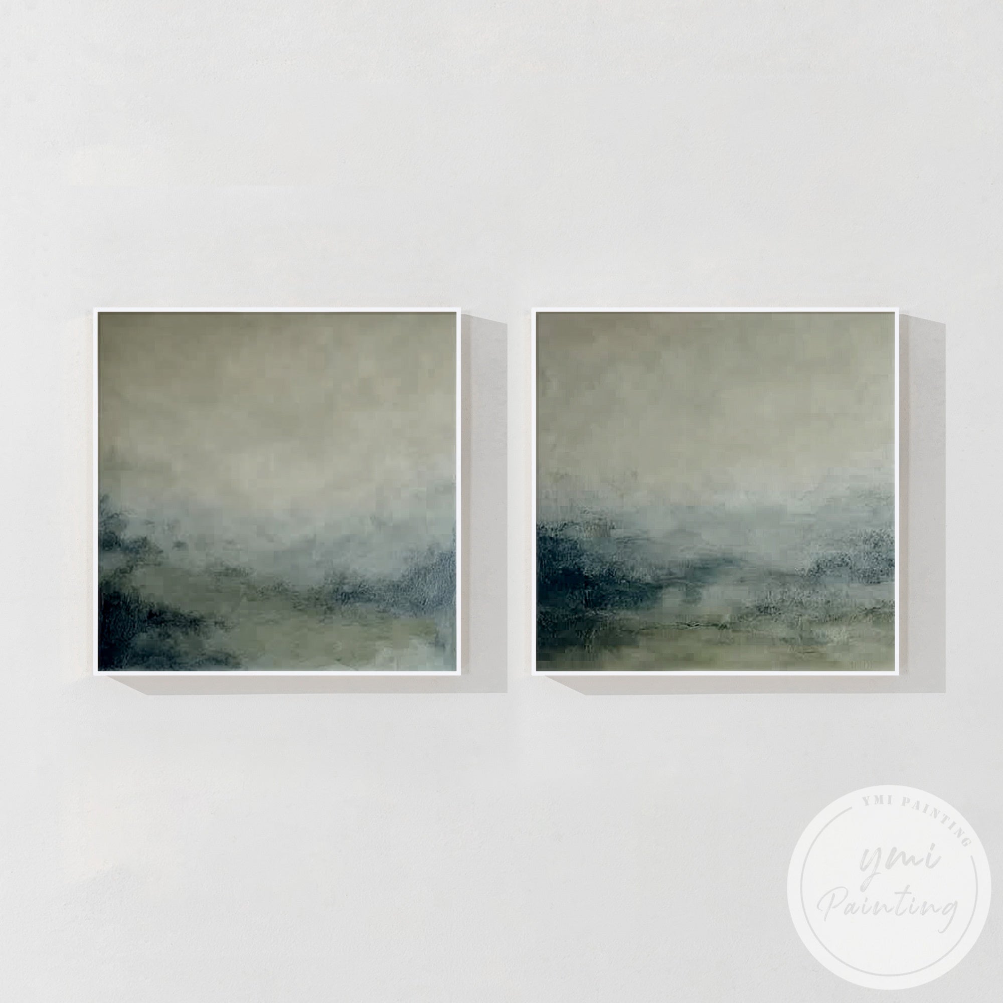 Abstract landscape canvas set with texture