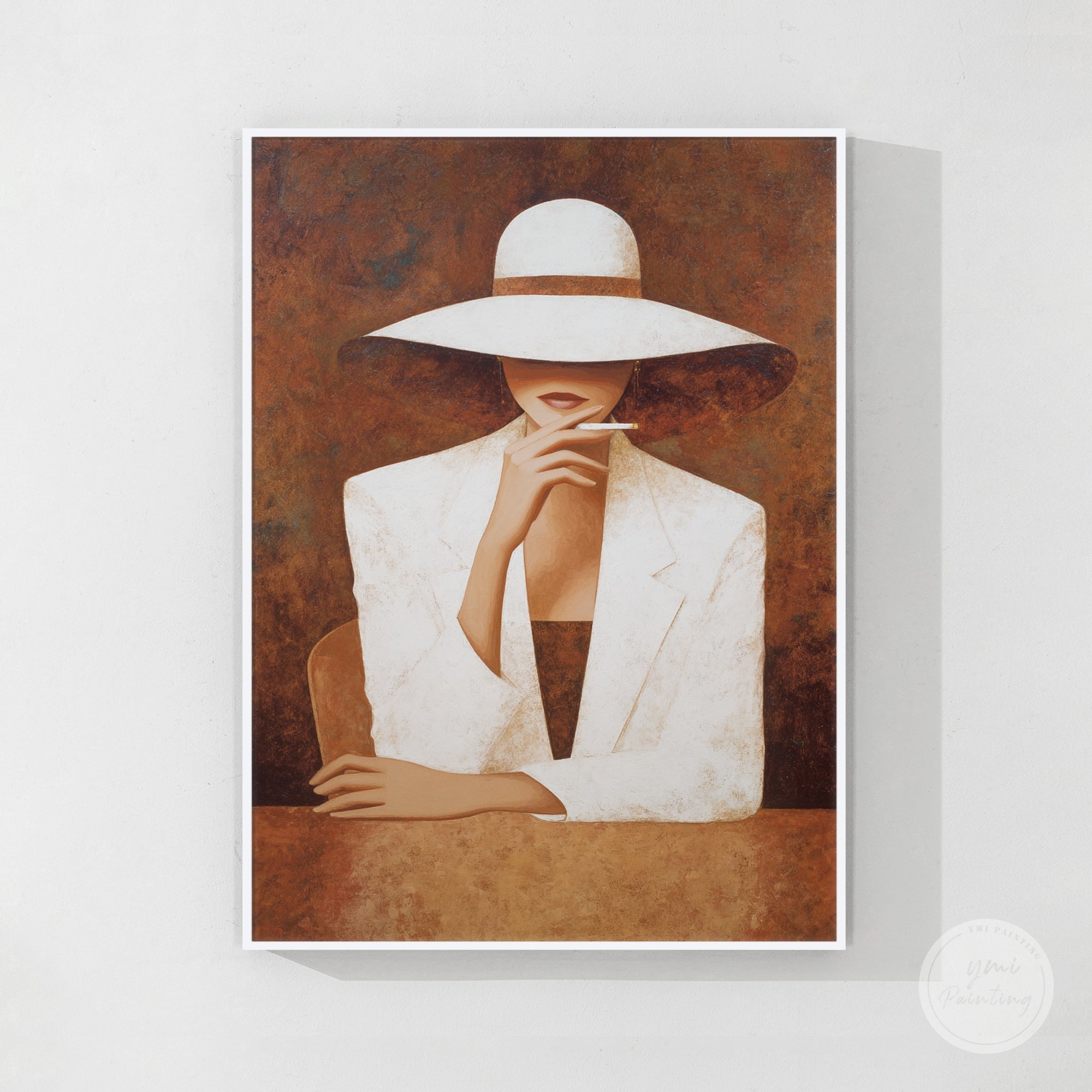 brown vintage portrait painting elegant home decor