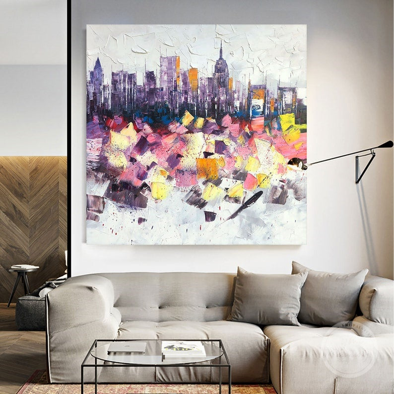 New York city skyline wall art with vibrant textures and dynamic energy.