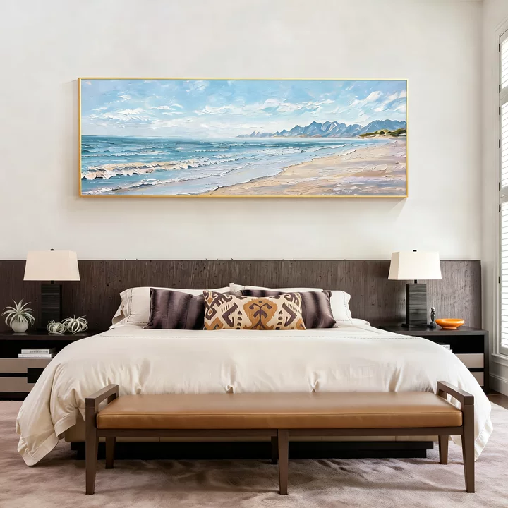 Panoramic coastal seascape canvas painting artwork