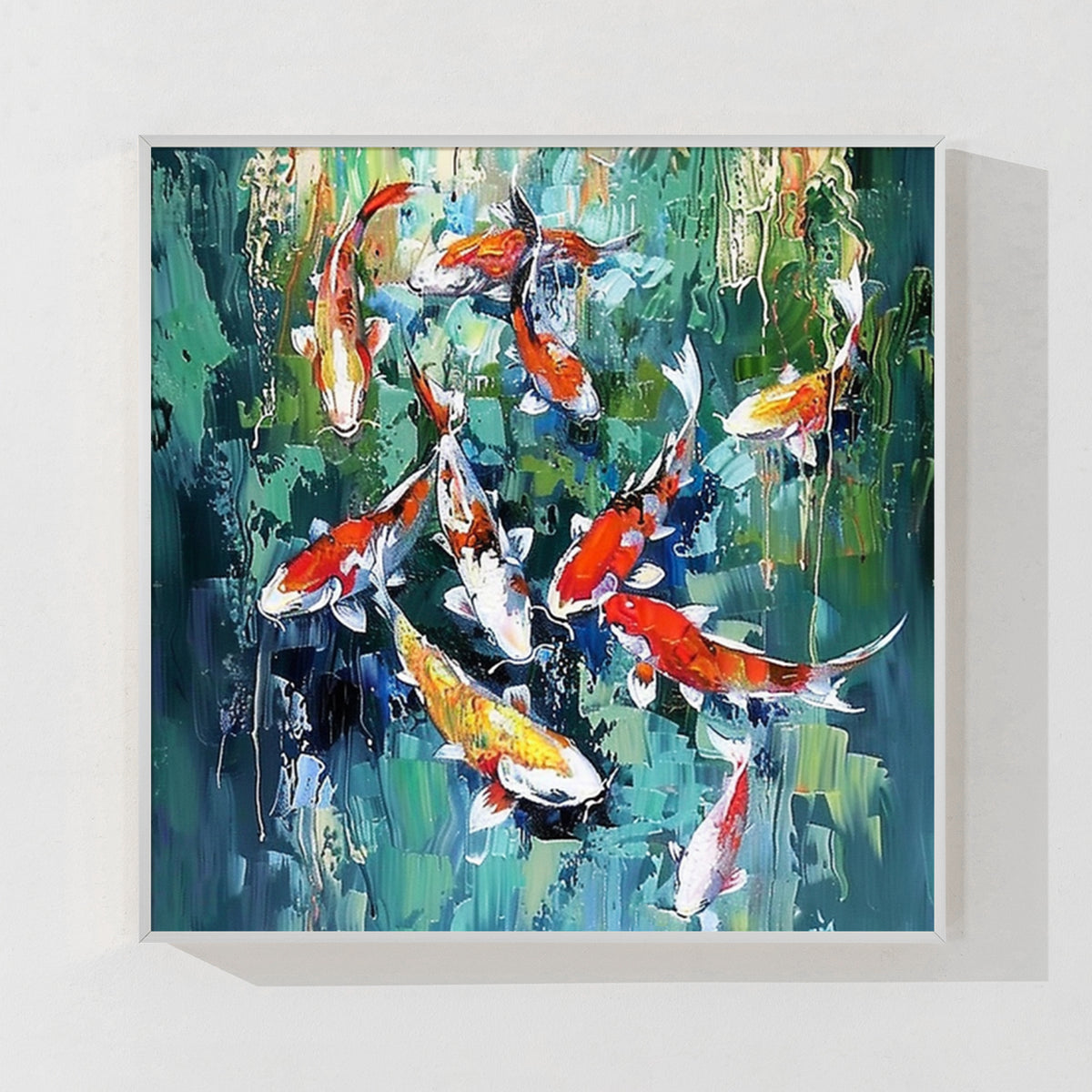 オリジナルの鯉の絵画 | 質感のある油絵風水壁アート
