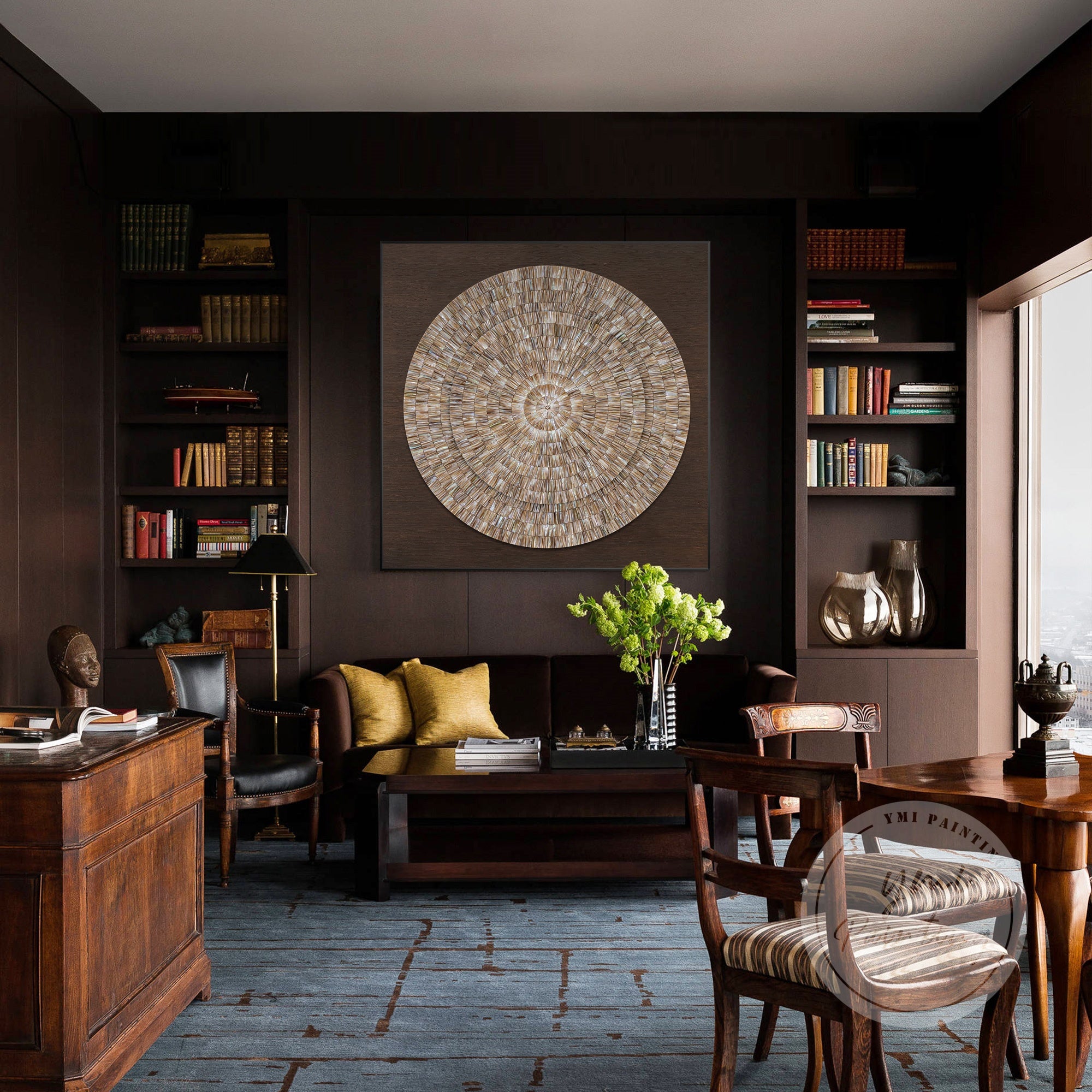 Double Layered Oyster Shell Mosaic, blending nature and artistry for a unique wall feature.