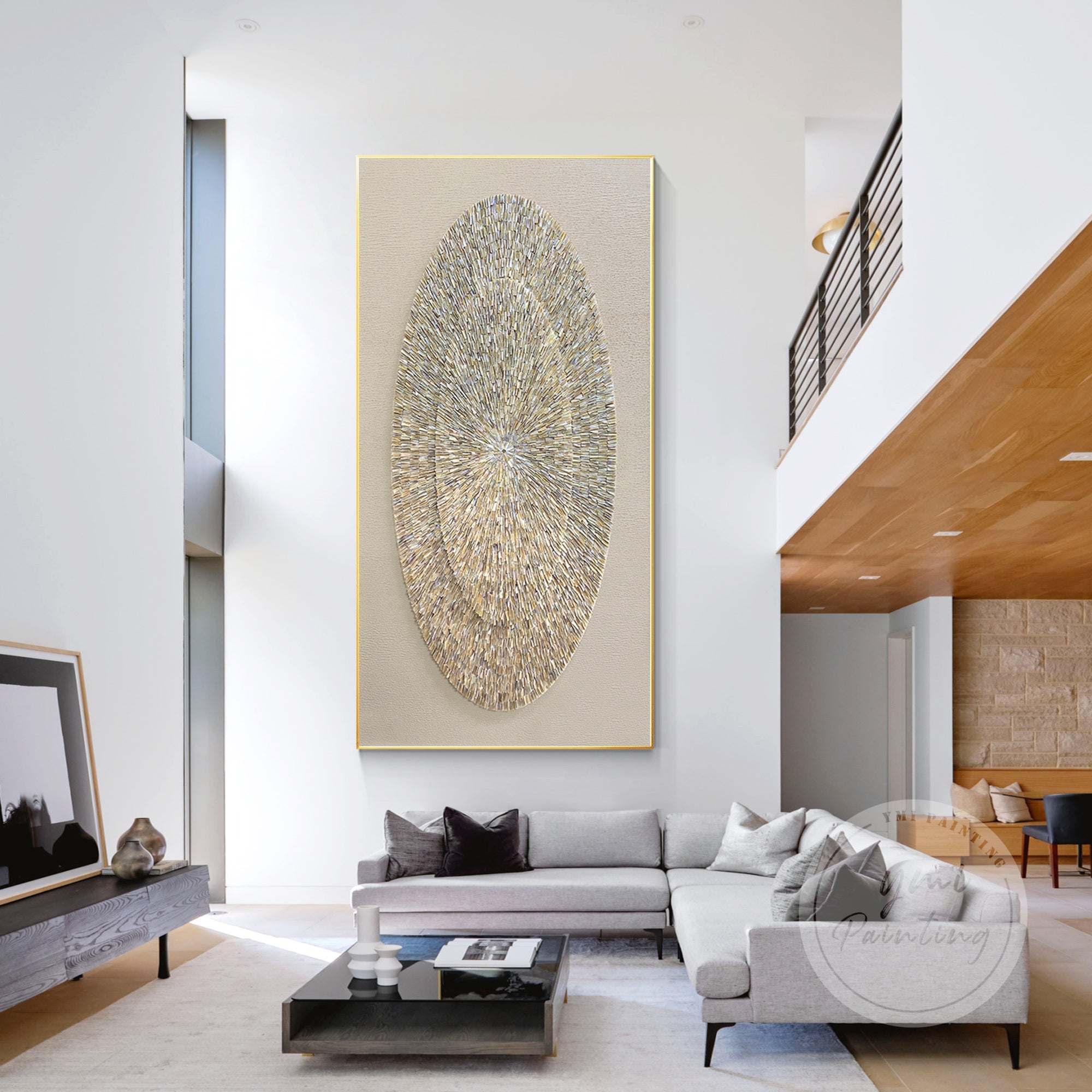 Double-layered sea shell artwork with soft neutral colors.
