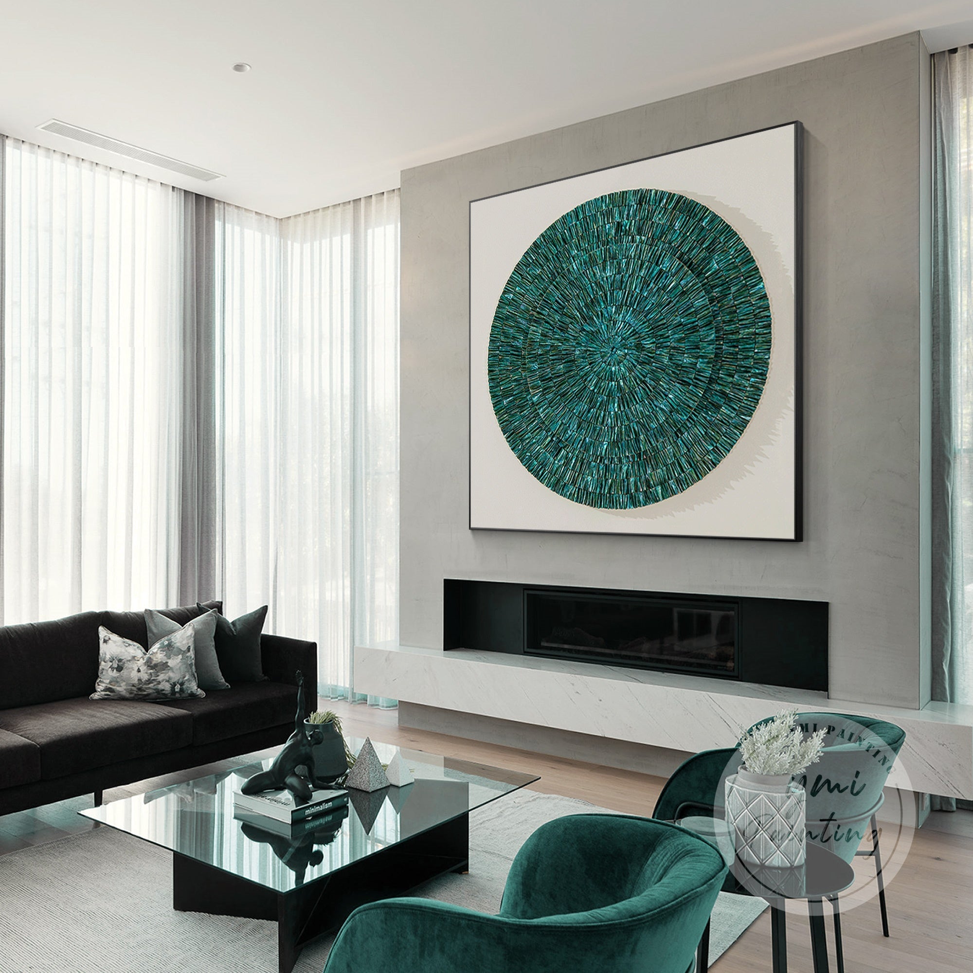 Luxury 3D oyster shell wall decor with mosaic elements