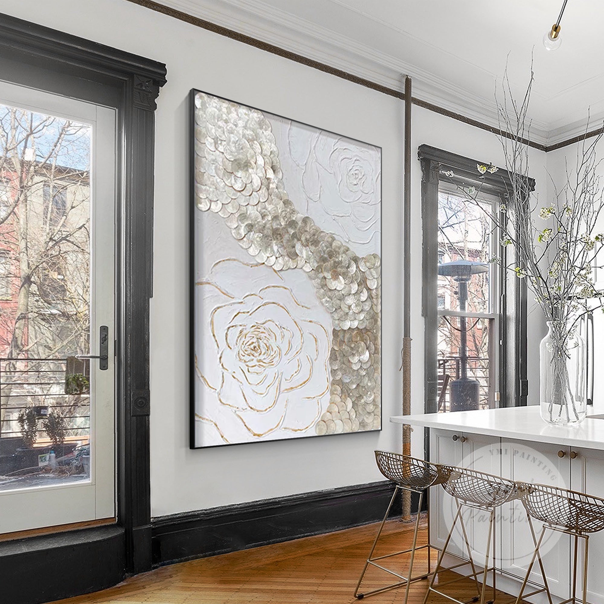 Elegant seashell flower wall art with textured details, ideal for upscale spaces