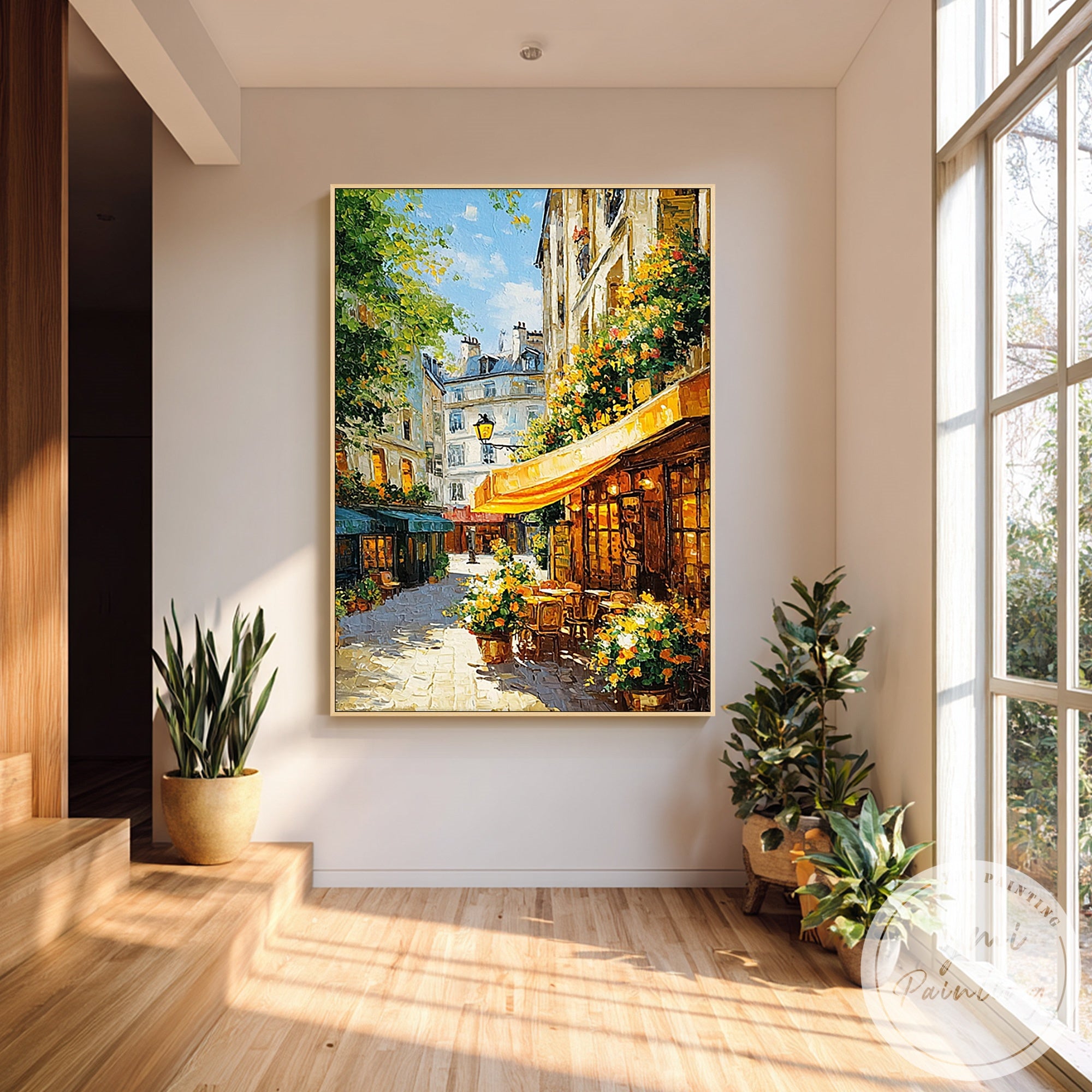 Warm golden light urban street scene wall art print