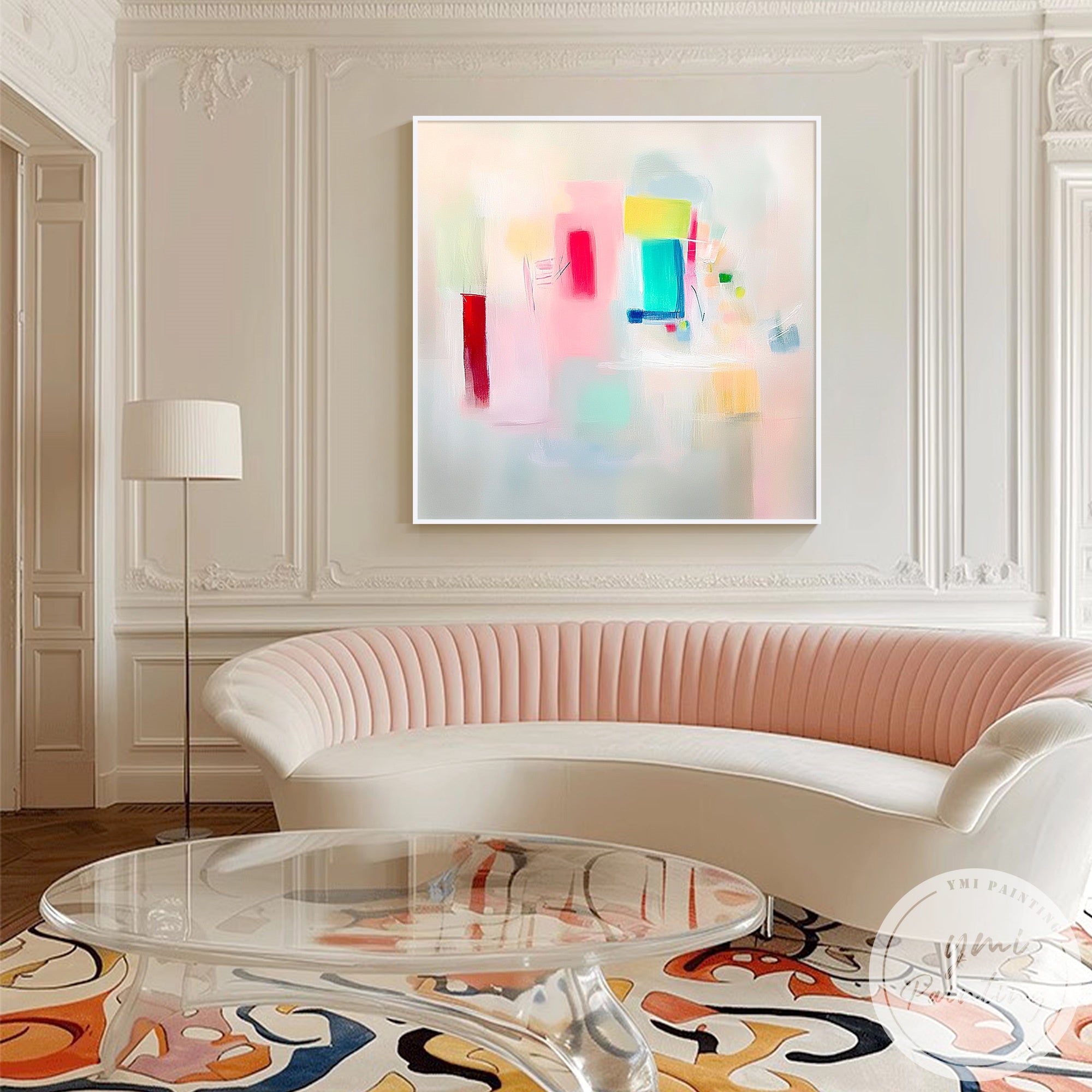 Pastel textured abstract artwork for Scandinavian style living room