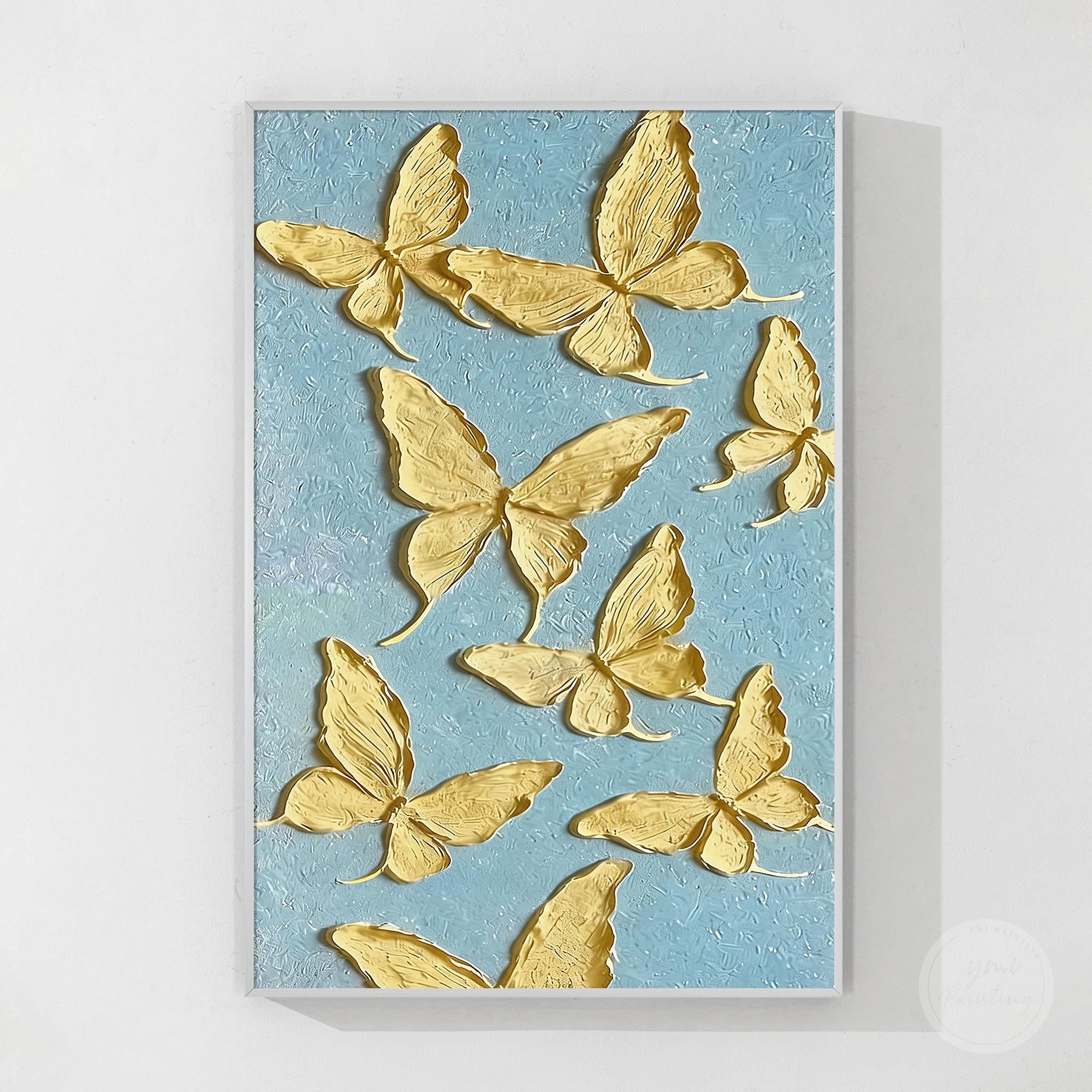 Spring inspired butterfly textured canvas wall art