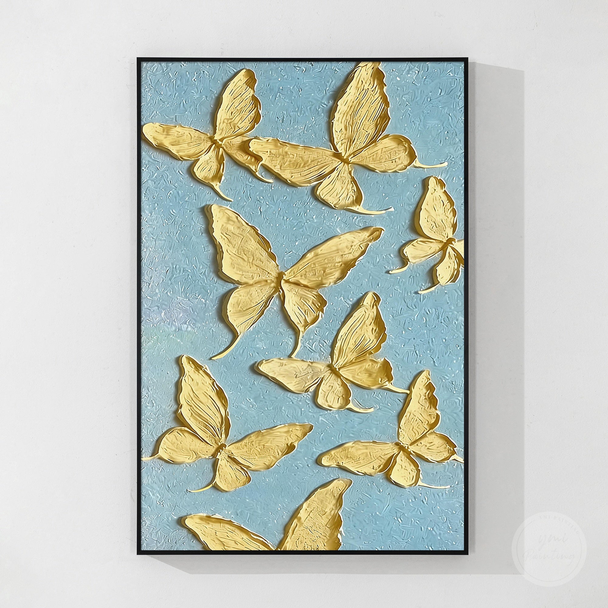 Elegant yellow butterfly abstract nature artwork