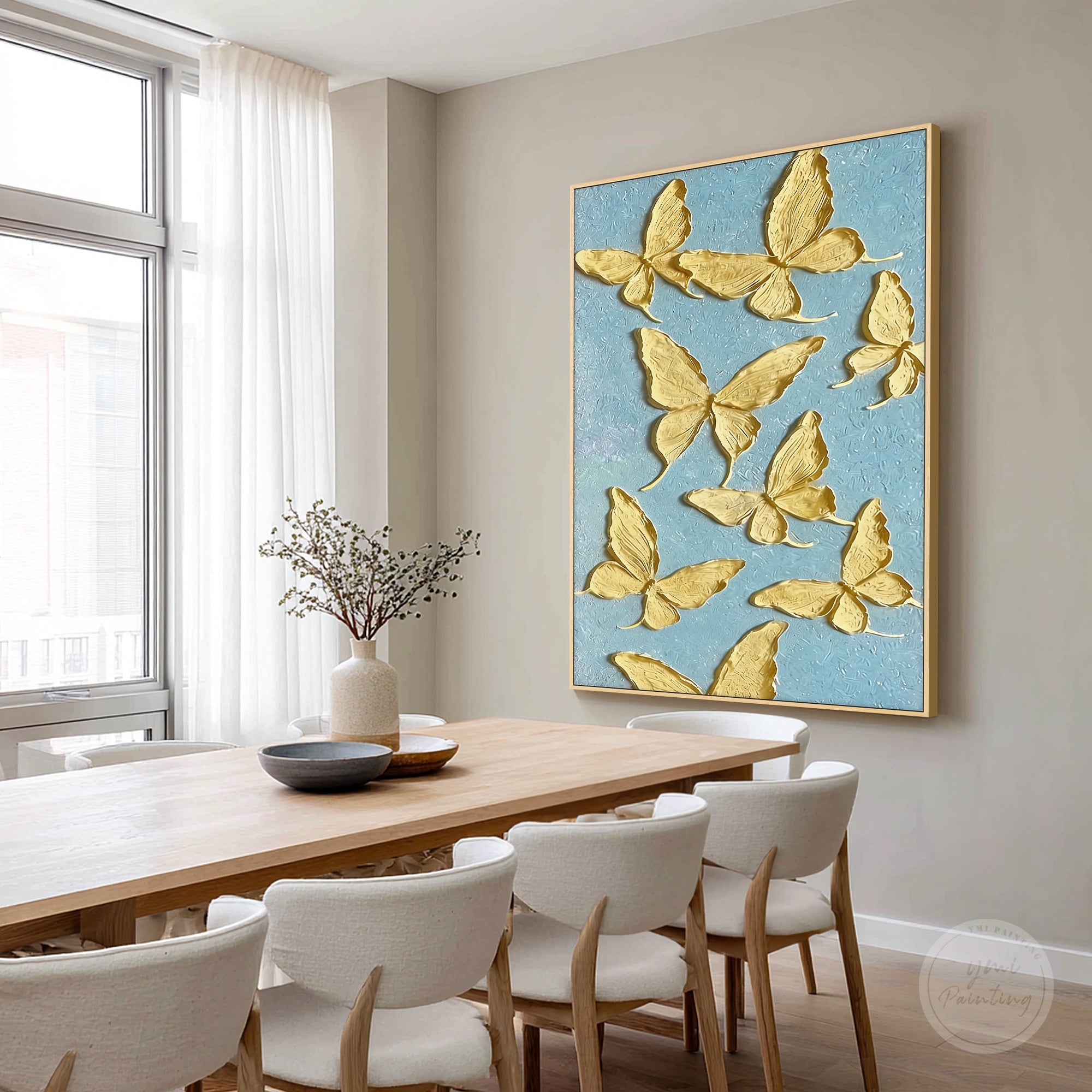 Modern butterfly relief painting with raised texture details