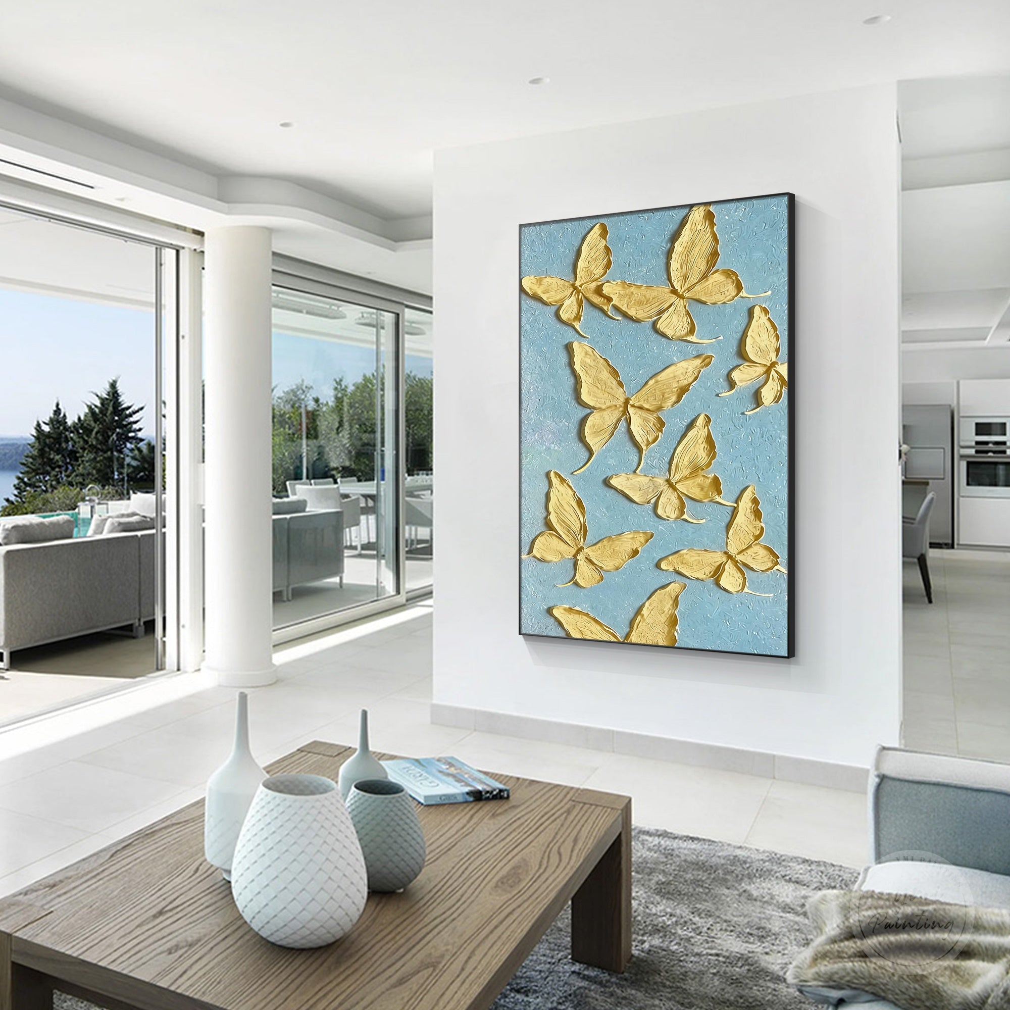 Light yellow butterfly nature inspired wall decor
