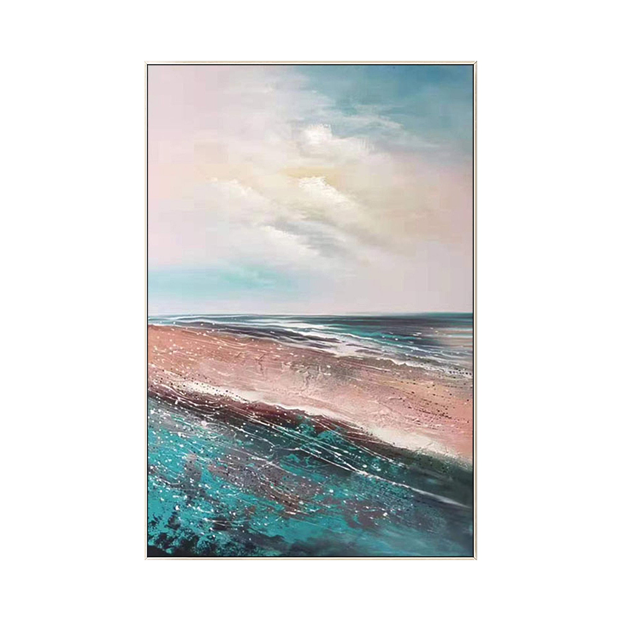 Pastel Seascape Painting, Coastal Wall Art for Entryway Living Room