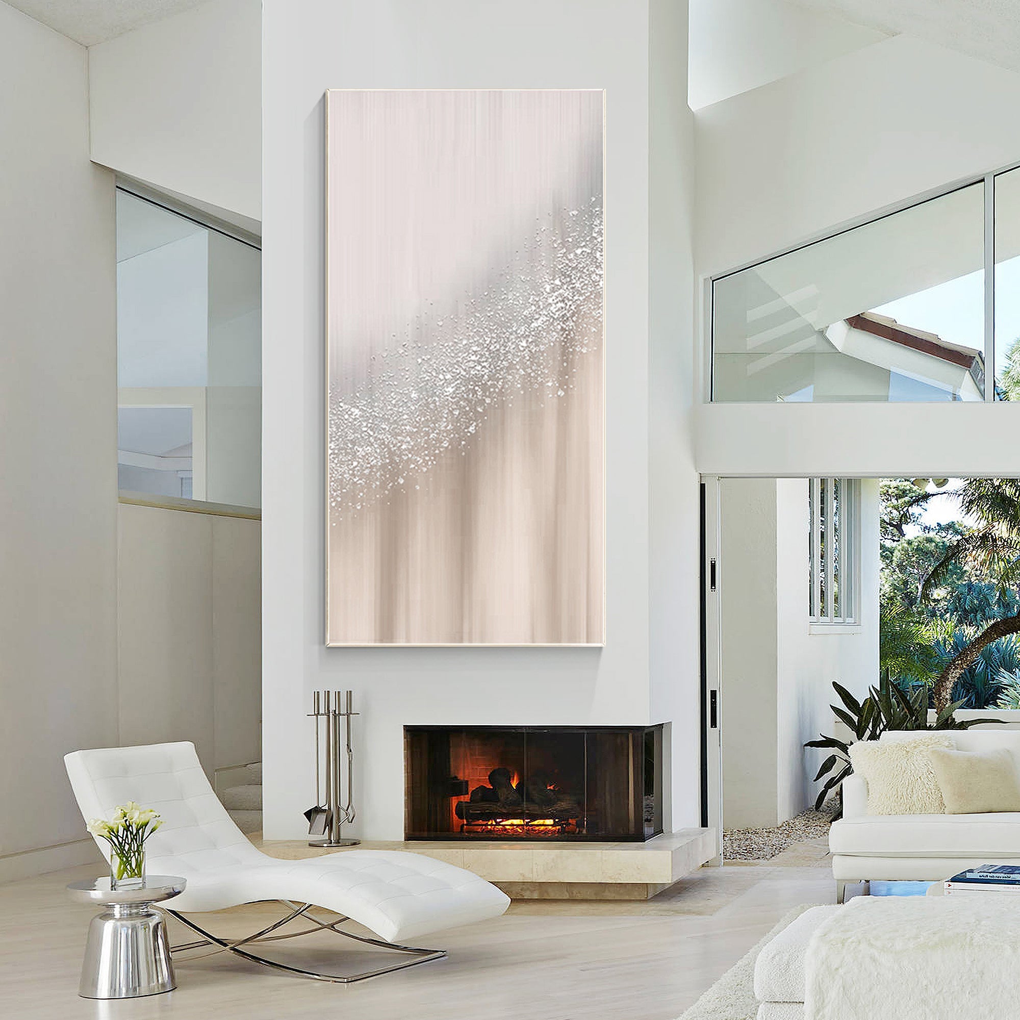 extured pink and silver glitter painting for décor