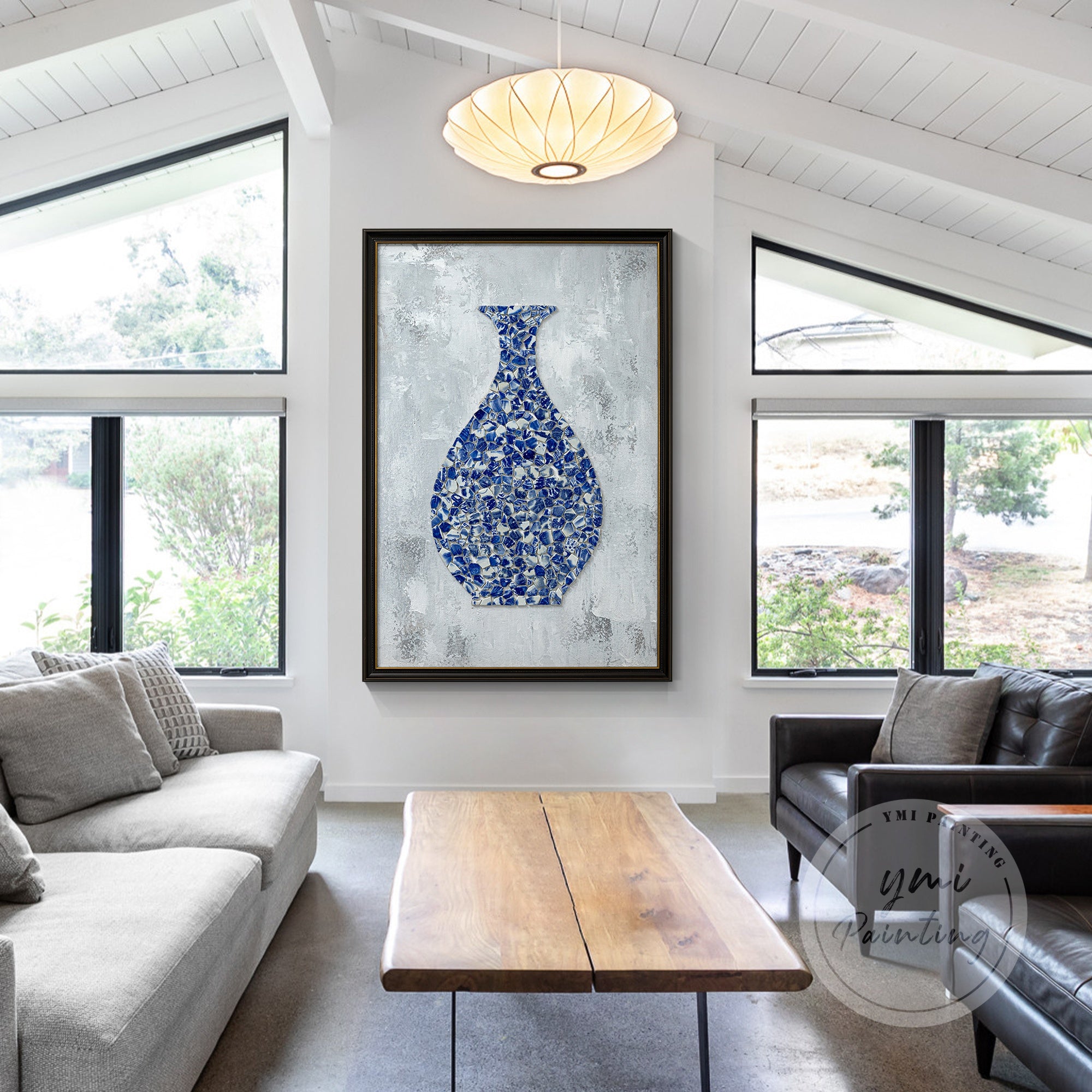 Antique Porcelain Fragment Wall Art in a rustic vintage frame, bringing history and artistry together.