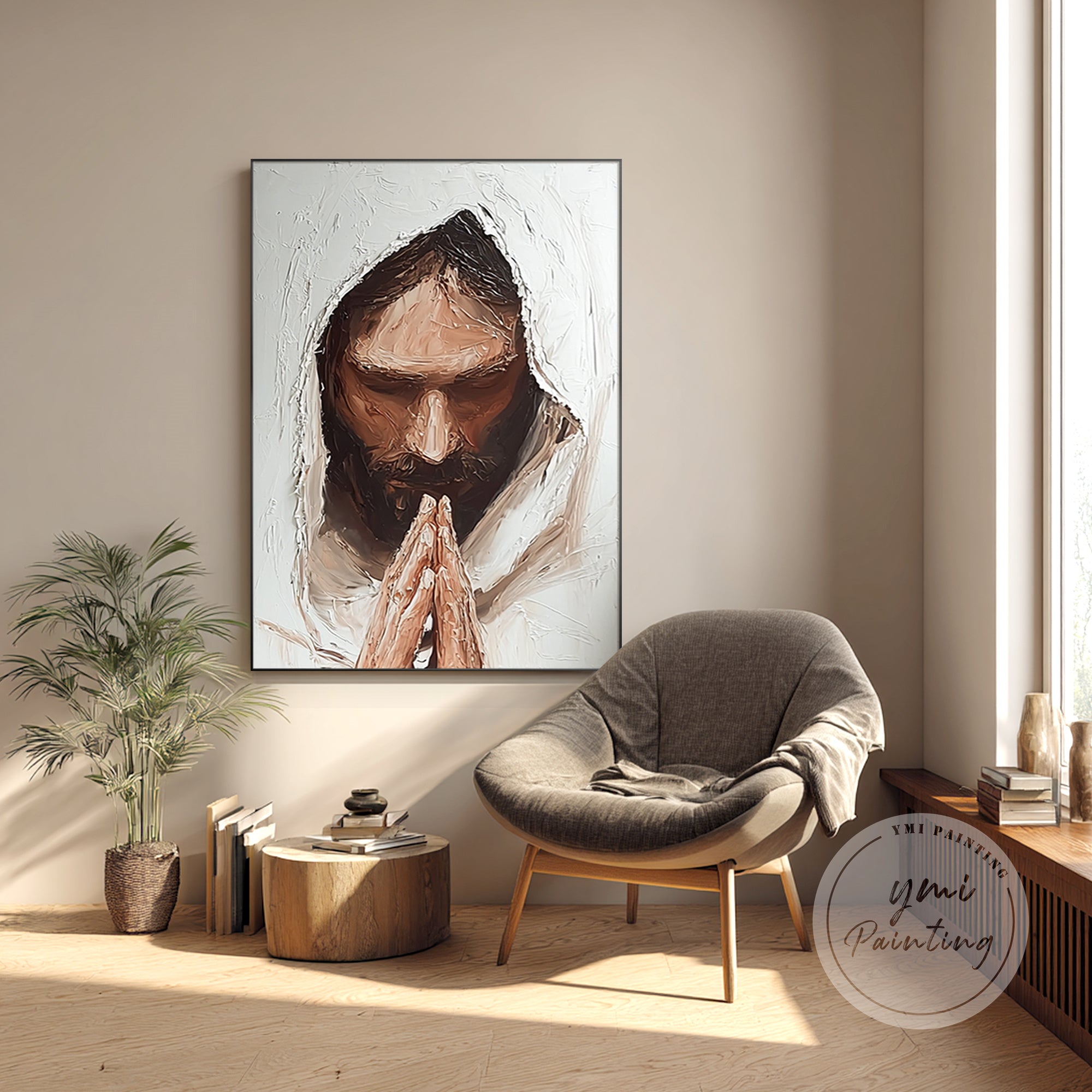 textured Jesus portrait Christian religious wall art
