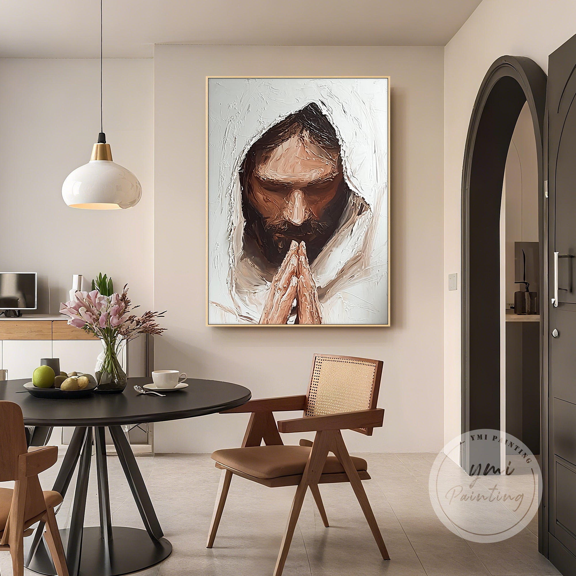 textured religious Jesus wall decor minimalist style