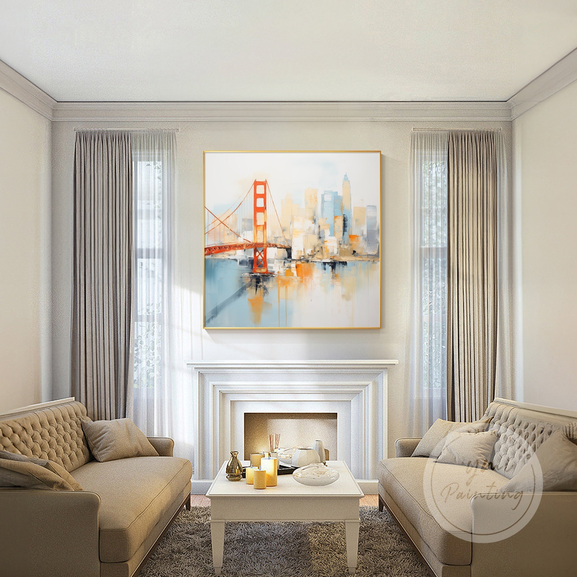 San Francisco abstract canvas art, perfect for adding a modern, artistic touch to any living space or office.