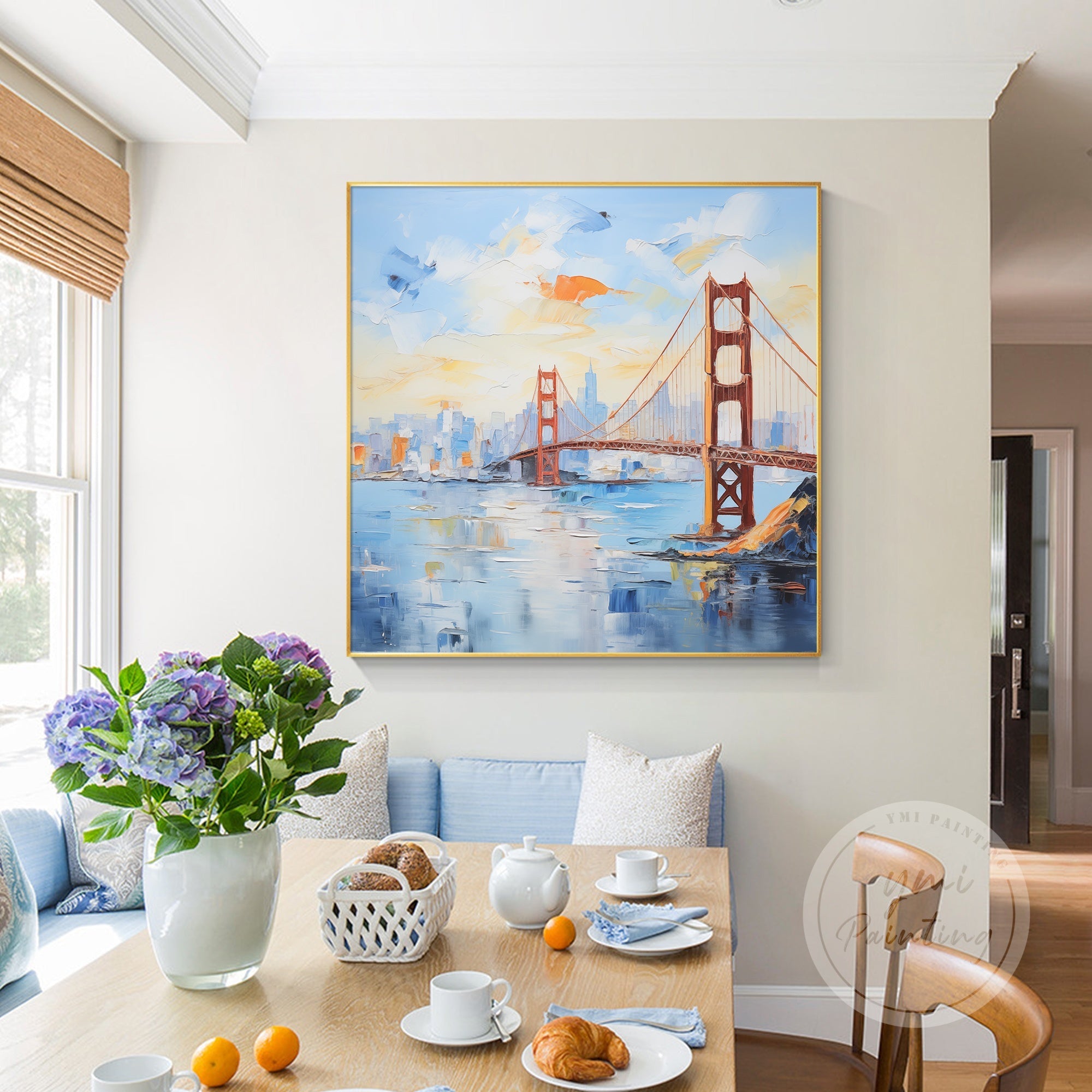 San Francisco canvas art featuring the Golden Gate Bridge, capturing the majestic architecture and beauty of California’s most famous landmark.
