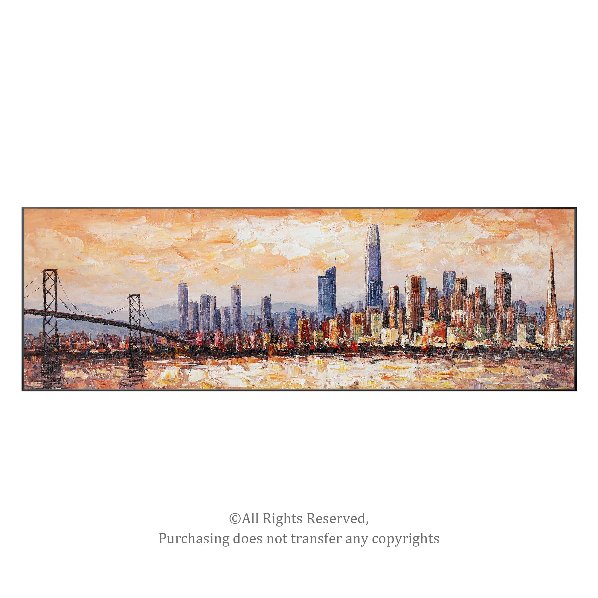San Francisco skyline painting, large abstract cityscape wall art capturing the energy of the city.