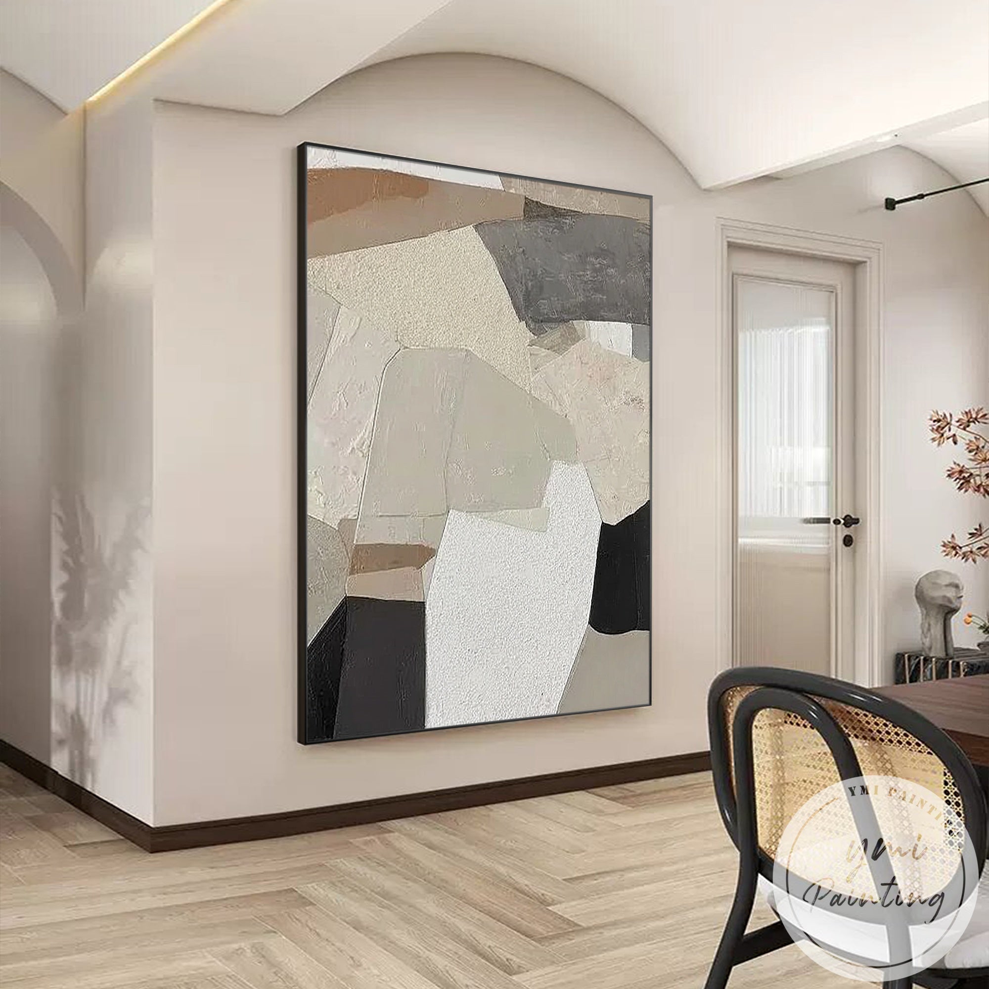 Contemporary abstract artwork with soft neutral color palette