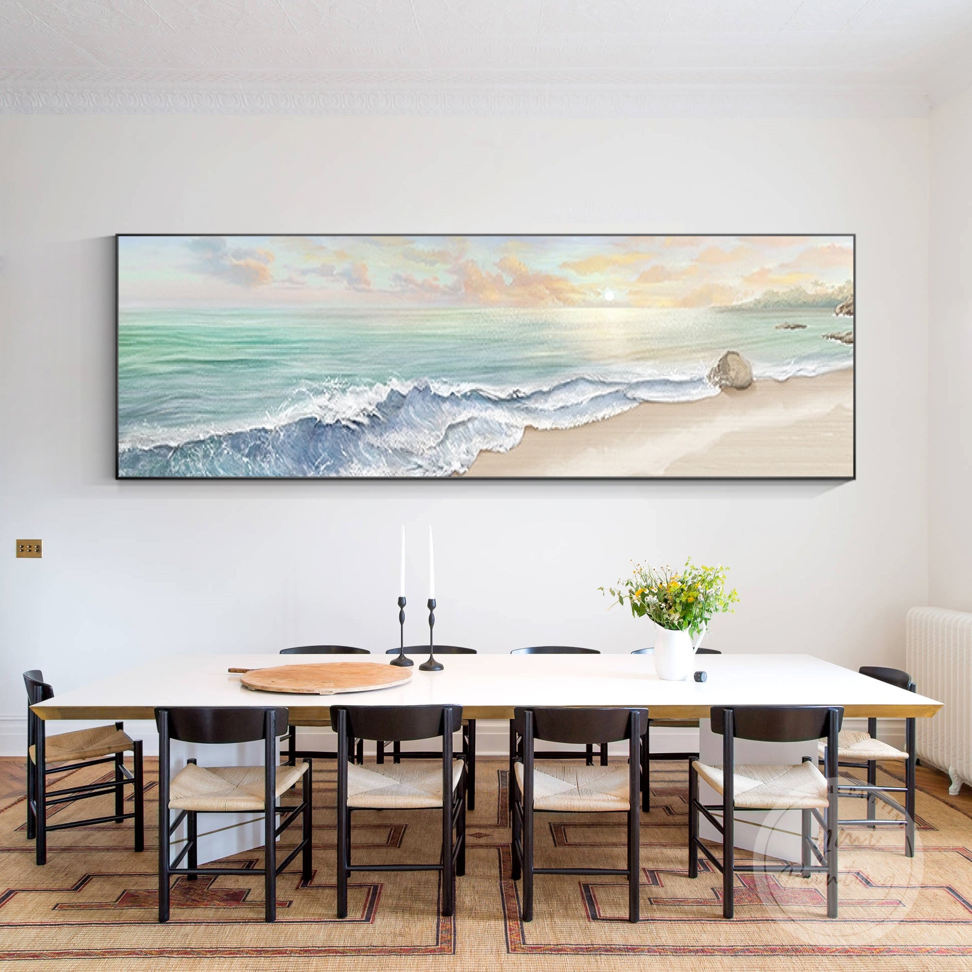 Hand-painted wave artwork with layered acrylic texture and beach inspiration.